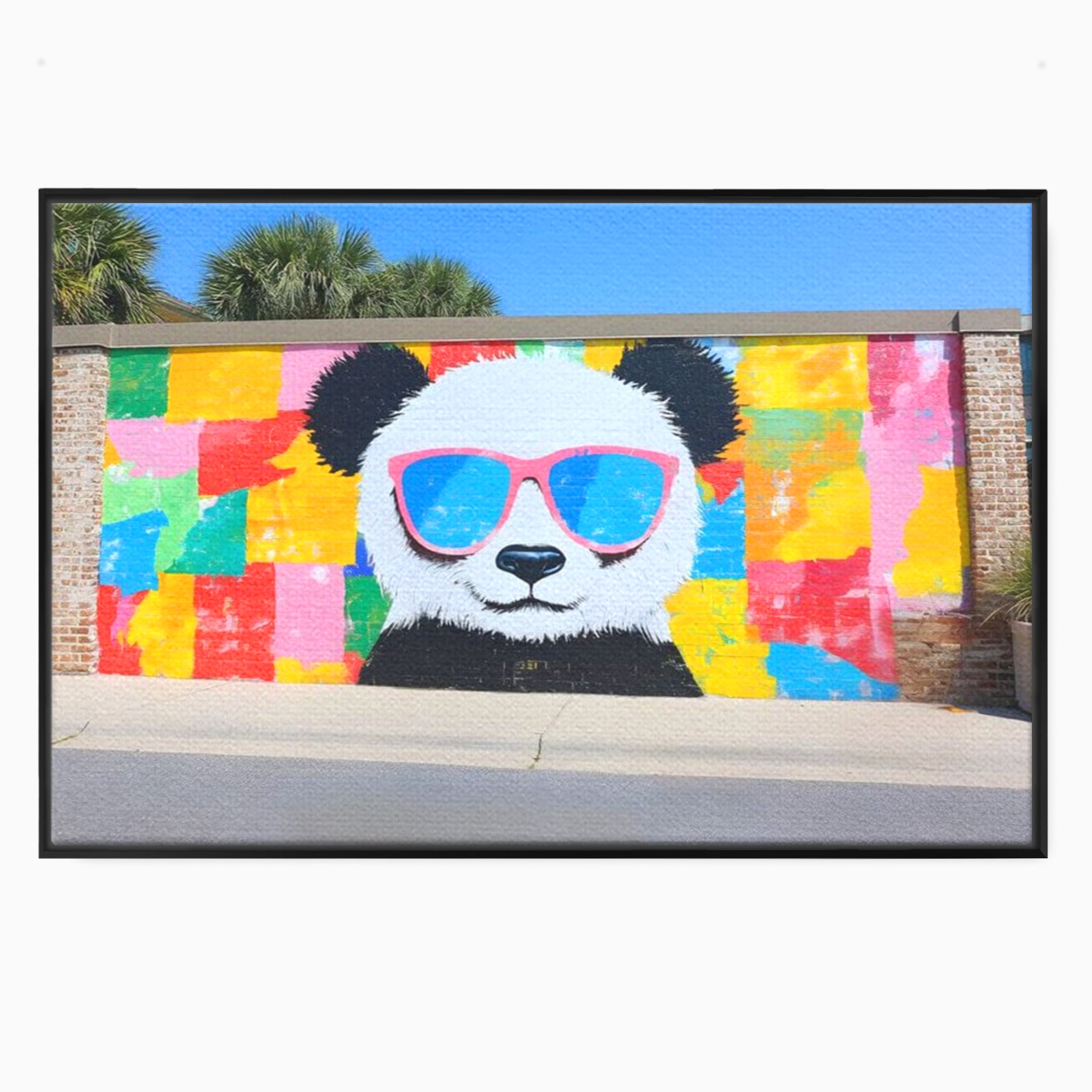 Tablou Canvas Premium, LuxCanva® K1025, Un Panda Cool, Urban, Afis, Colorat, Pop Art, Graffiti, Atitudine, Relaxare, Funcky, Ochelari de Soare, Cool, Artistic, Gradinita, Camera Copii