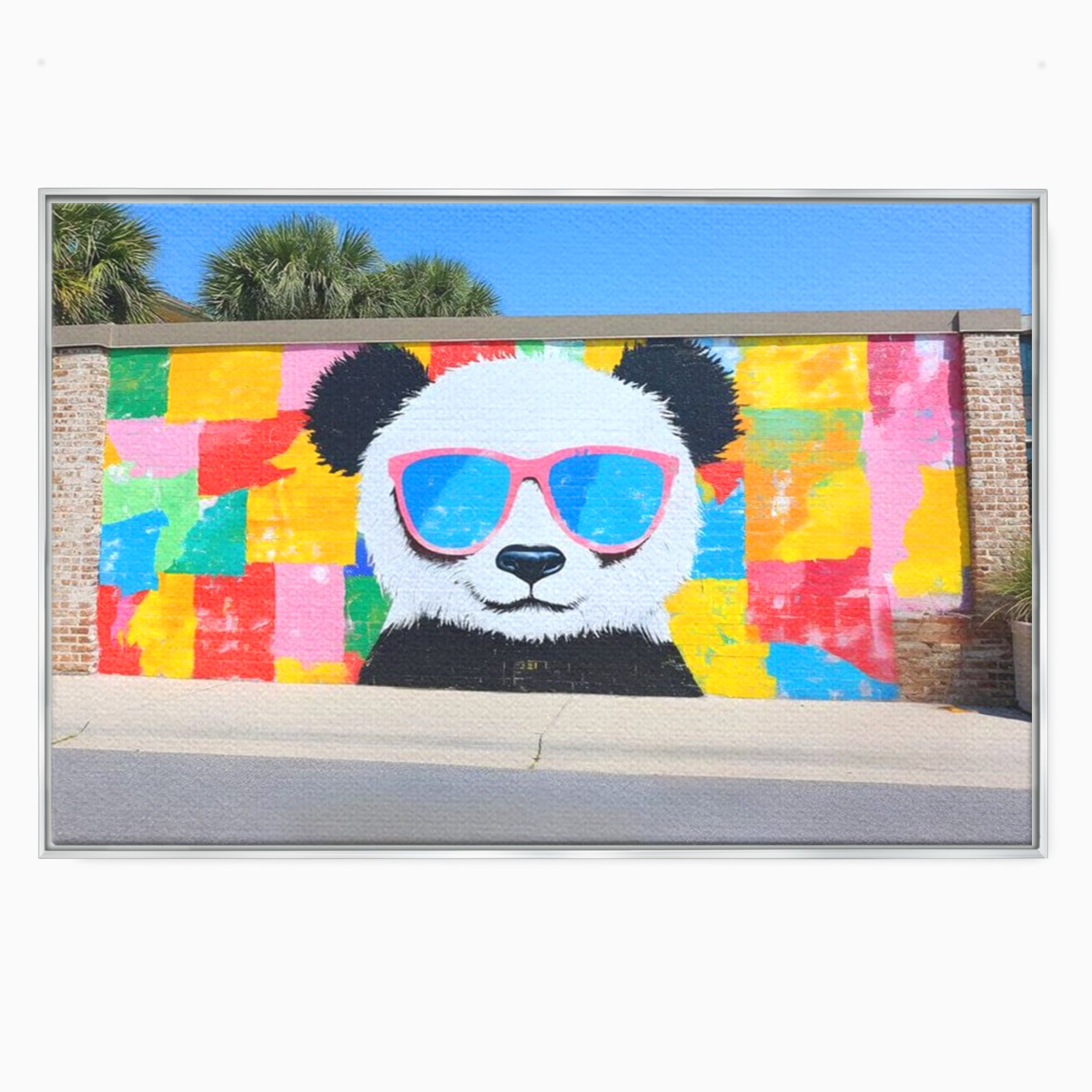 Tablou Canvas Premium, LuxCanva® K1025, Un Panda Cool, Urban, Afis, Colorat, Pop Art, Graffiti, Atitudine, Relaxare, Funcky, Ochelari de Soare, Cool, Artistic, Gradinita, Camera Copii
