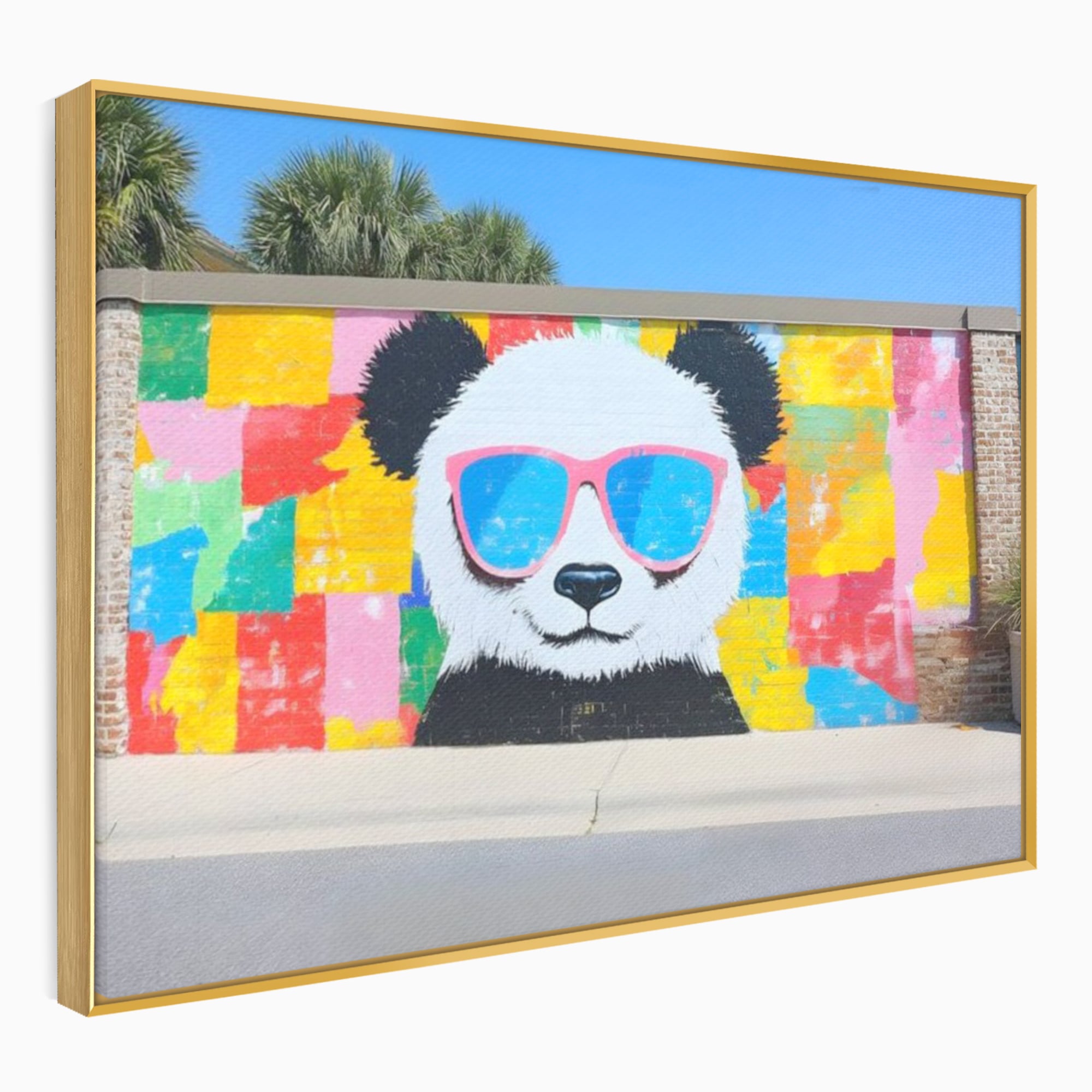 Tablou Canvas Premium, LuxCanva® K1025, Un Panda Cool, Urban, Afis, Colorat, Pop Art, Graffiti, Atitudine, Relaxare, Funcky, Ochelari de Soare, Cool, Artistic, Gradinita, Camera Copii