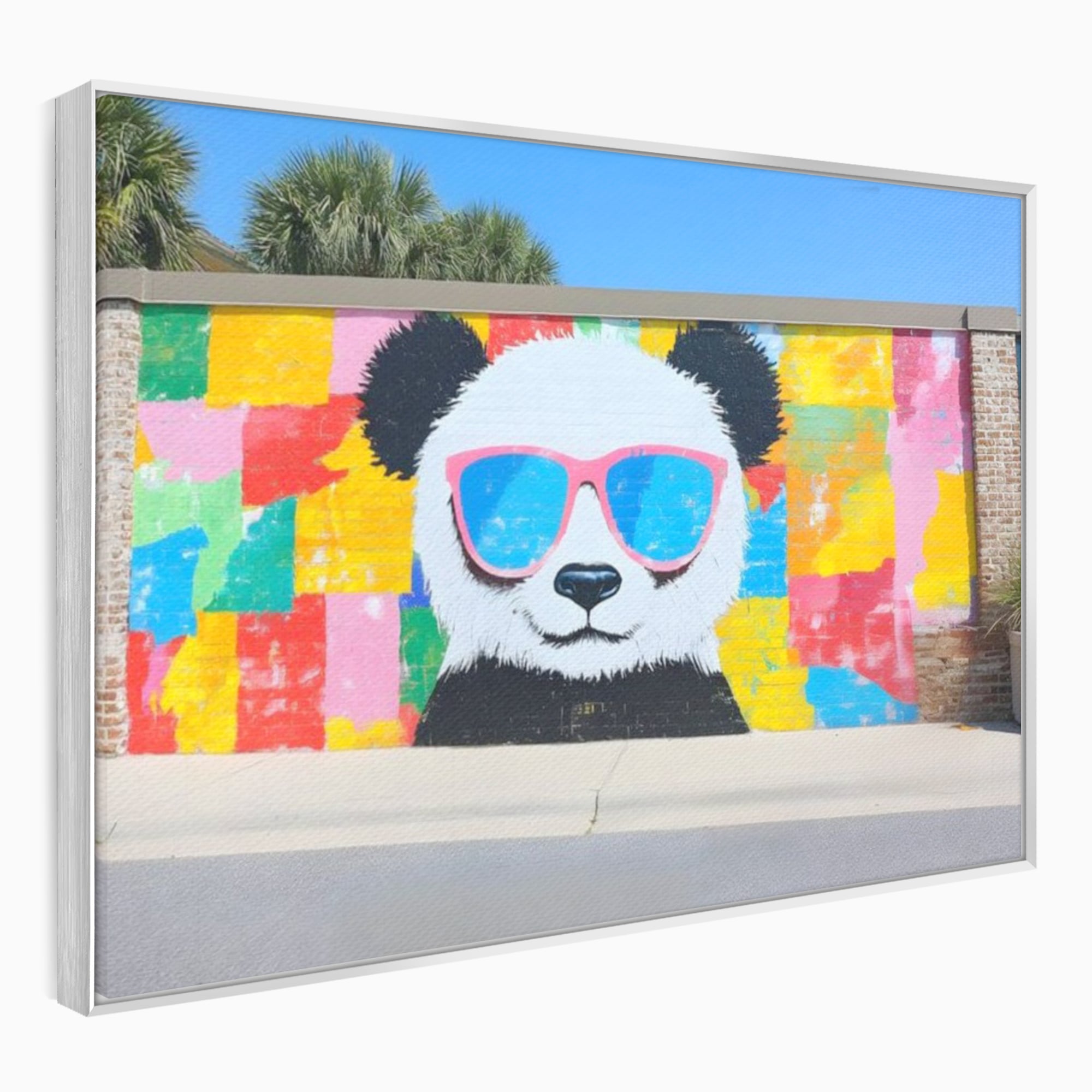 Tablou Canvas Premium, LuxCanva® K1025, Un Panda Cool, Urban, Afis, Colorat, Pop Art, Graffiti, Atitudine, Relaxare, Funcky, Ochelari de Soare, Cool, Artistic, Gradinita, Camera Copii