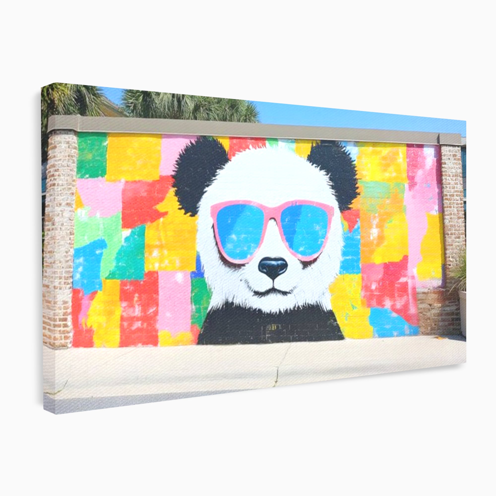 Tablou Canvas Premium, LuxCanva® K1025, Un Panda Cool, Urban, Afis, Colorat, Pop Art, Graffiti, Atitudine, Relaxare, Funcky, Ochelari de Soare, Cool, Artistic, Gradinita, Camera Copii