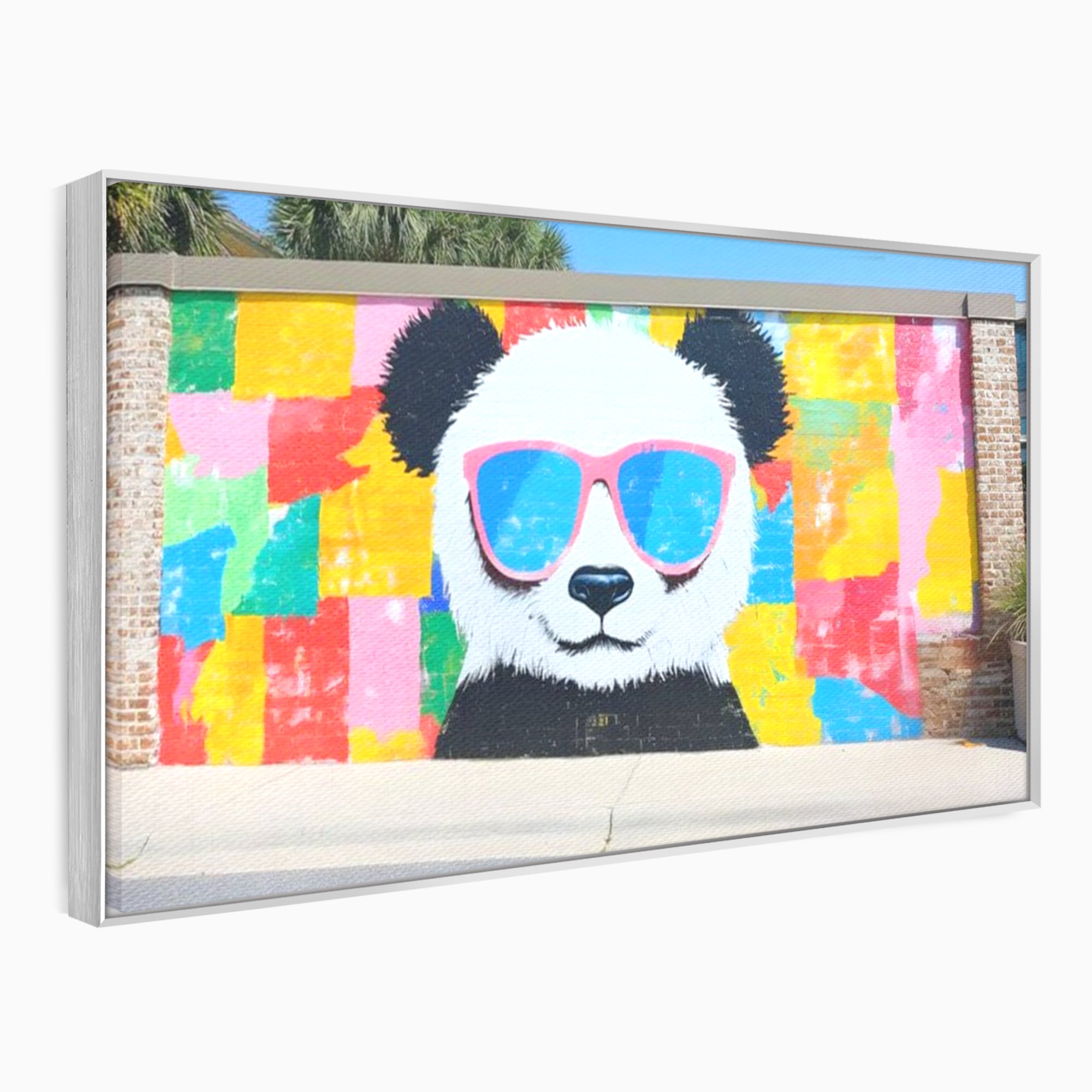 Tablou Canvas Premium, LuxCanva® K1025, Un Panda Cool, Urban, Afis, Colorat, Pop Art, Graffiti, Atitudine, Relaxare, Funcky, Ochelari de Soare, Cool, Artistic, Gradinita, Camera Copii
