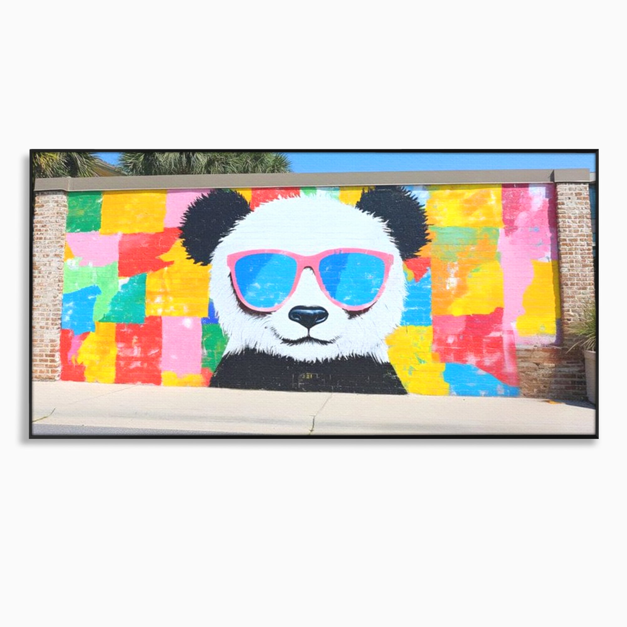 Tablou Canvas Premium, LuxCanva® K1025, Un Panda Cool, Urban, Afis, Colorat, Pop Art, Graffiti, Atitudine, Relaxare, Funcky, Ochelari de Soare, Cool, Artistic, Gradinita, Camera Copii