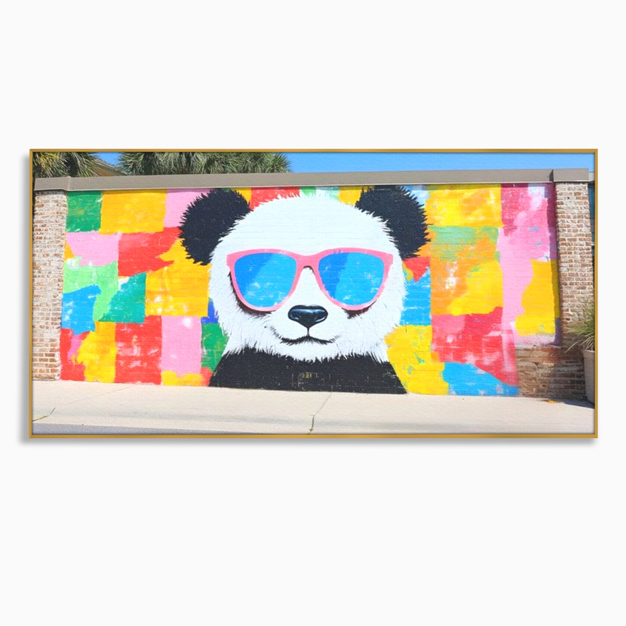 Tablou Canvas Premium, LuxCanva® K1025, Un Panda Cool, Urban, Afis, Colorat, Pop Art, Graffiti, Atitudine, Relaxare, Funcky, Ochelari de Soare, Cool, Artistic, Gradinita, Camera Copii