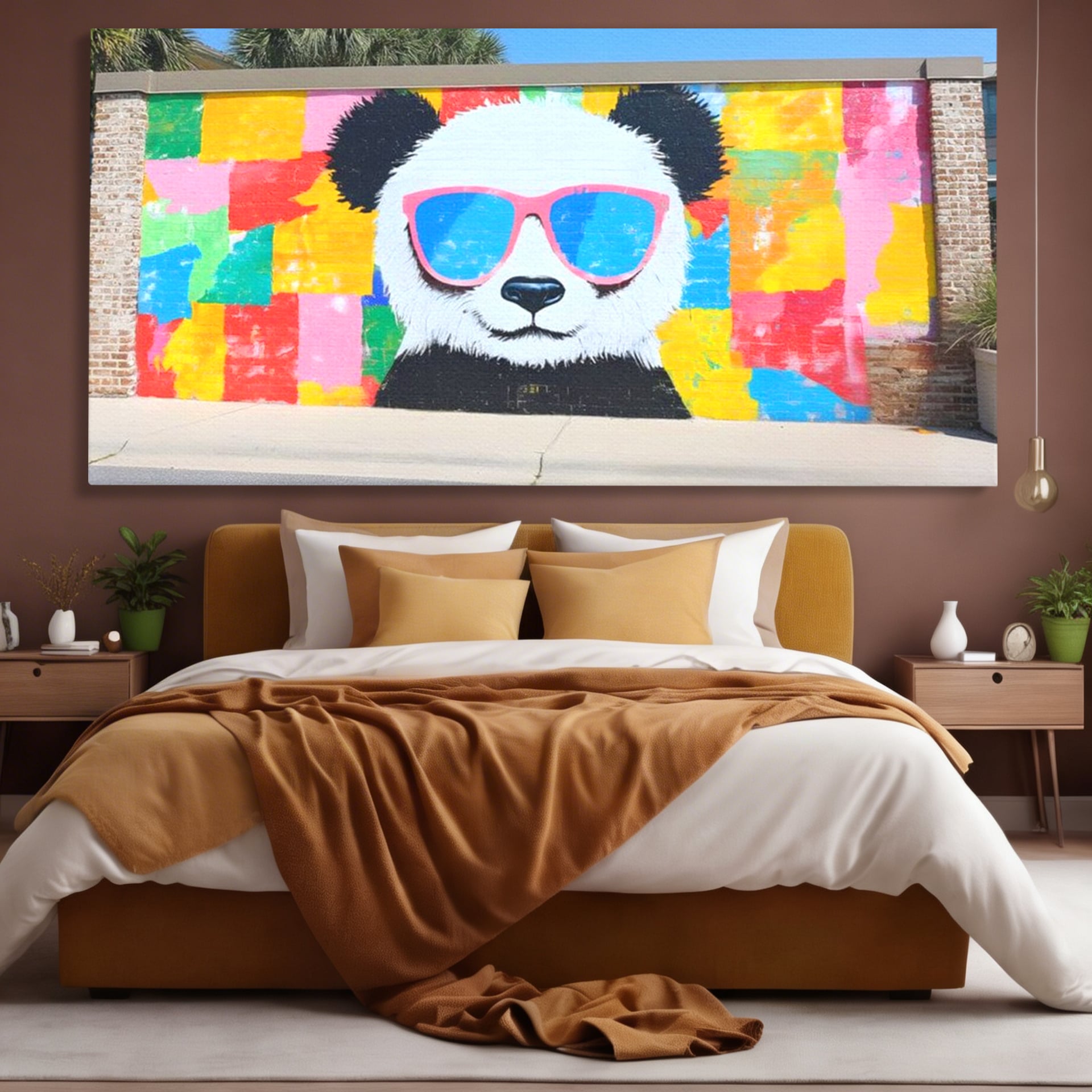 Tablou Canvas Premium, LuxCanva® K1025, Un Panda Cool, Urban, Afis, Colorat, Pop Art, Graffiti, Atitudine, Relaxare, Funcky, Ochelari de Soare, Cool, Artistic, Gradinita, Camera Copii