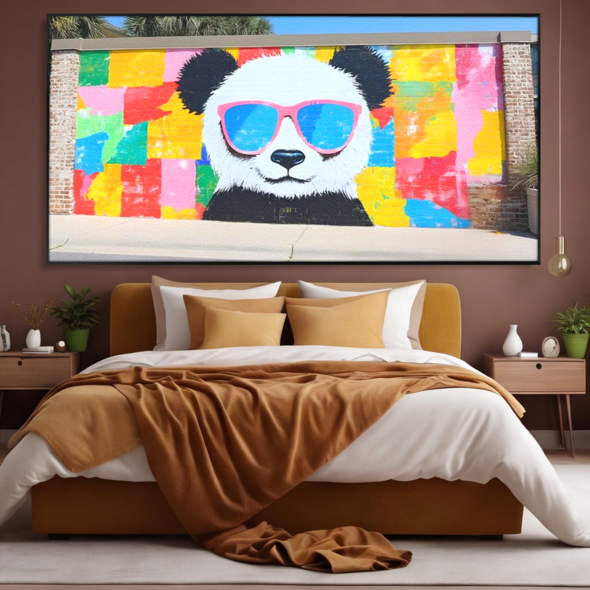 Tablou Canvas Premium, LuxCanva® K1025, Un Panda Cool, Urban, Afis, Colorat, Pop Art, Graffiti, Atitudine, Relaxare, Funcky, Ochelari de Soare, Cool, Artistic, Gradinita, Camera Copii
