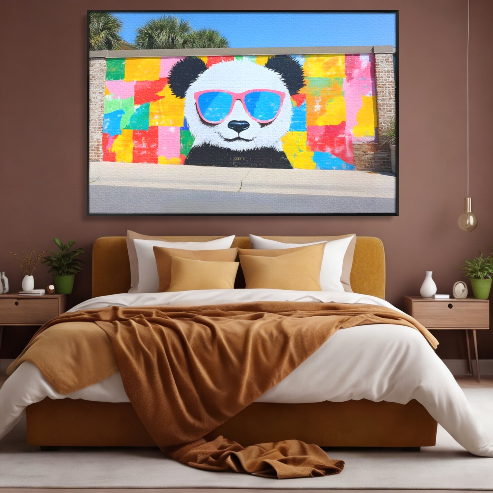 Tablou Canvas Premium, LuxCanva® K1025, Un Panda Cool, Urban, Afis, Colorat, Pop Art, Graffiti, Atitudine, Relaxare, Funcky, Ochelari de Soare, Cool, Artistic, Gradinita, Camera Copii