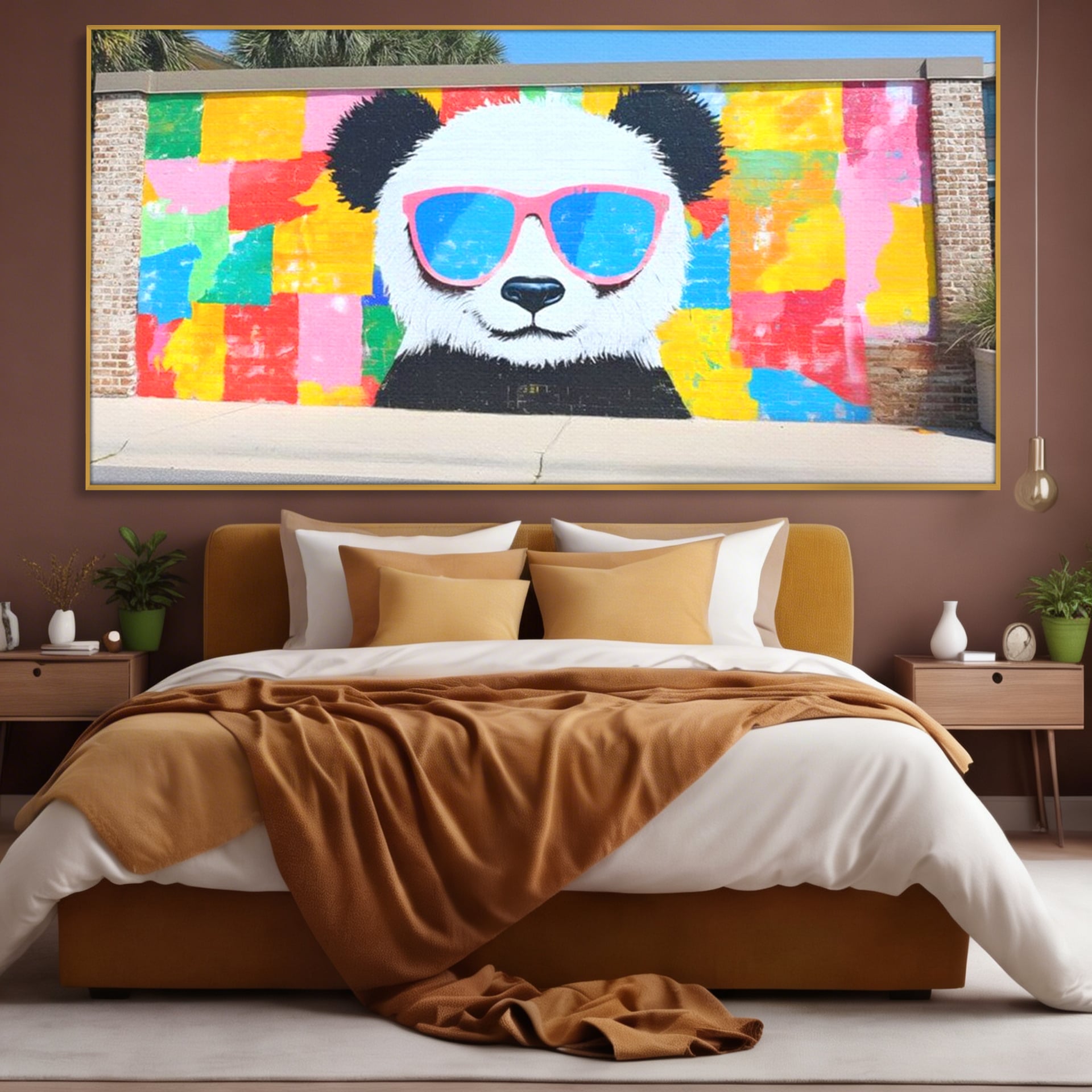 Tablou Canvas Premium, LuxCanva® K1025, Un Panda Cool, Urban, Afis, Colorat, Pop Art, Graffiti, Atitudine, Relaxare, Funcky, Ochelari de Soare, Cool, Artistic, Gradinita, Camera Copii