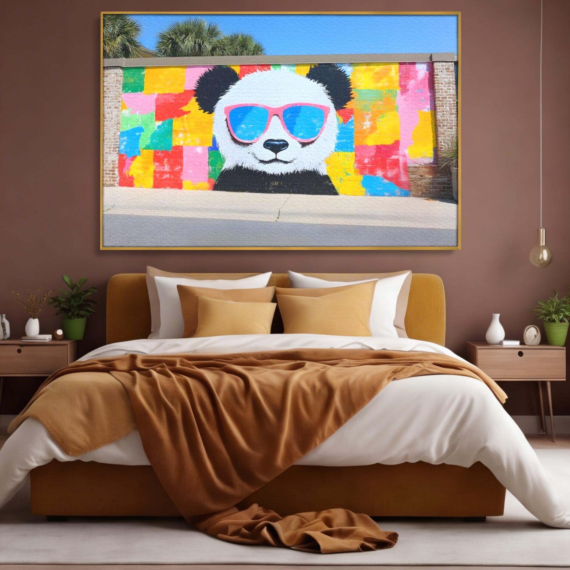 Tablou Canvas Premium, LuxCanva® K1025, Un Panda Cool, Urban, Afis, Colorat, Pop Art, Graffiti, Atitudine, Relaxare, Funcky, Ochelari de Soare, Cool, Artistic, Gradinita, Camera Copii