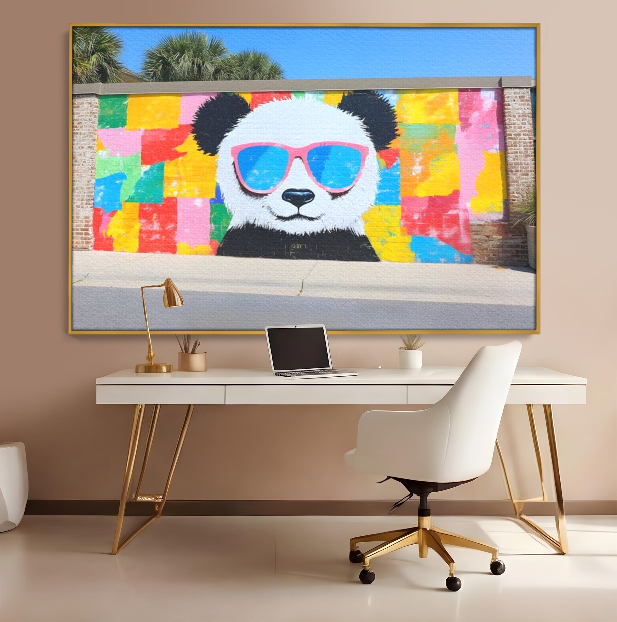 Tablou Canvas Premium, LuxCanva® K1025, Un Panda Cool, Urban, Afis, Colorat, Pop Art, Graffiti, Atitudine, Relaxare, Funcky, Ochelari de Soare, Cool, Artistic, Gradinita, Camera Copii