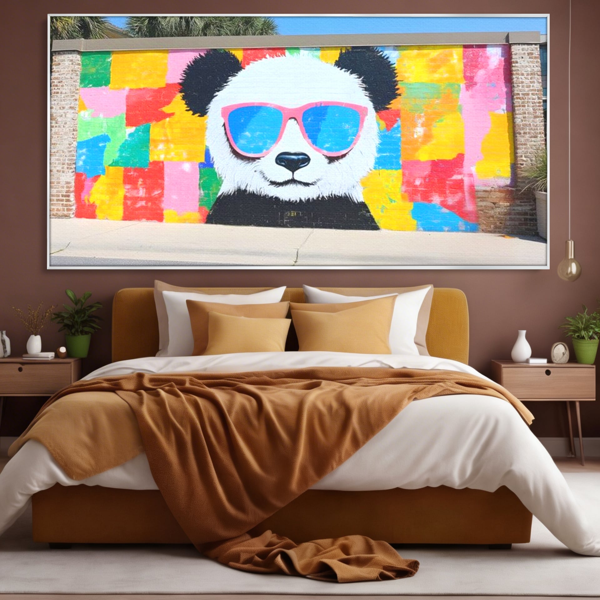 Tablou Canvas Premium, LuxCanva® K1025, Un Panda Cool, Urban, Afis, Colorat, Pop Art, Graffiti, Atitudine, Relaxare, Funcky, Ochelari de Soare, Cool, Artistic, Gradinita, Camera Copii