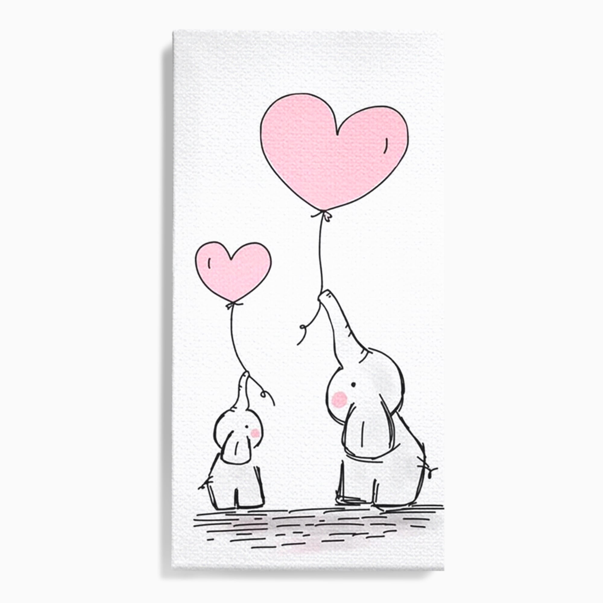 Leinwand Wandkunst Canvas Premium, LuxCanva® K1030, Ballons der Zuneigung, Link, Elefant, Herzen, Liebe, Unschuld, klein, groß, zusammen, Himmel, Wind, Sanftheit, Kindheit, Babyzimmer, Schlafzimmer
