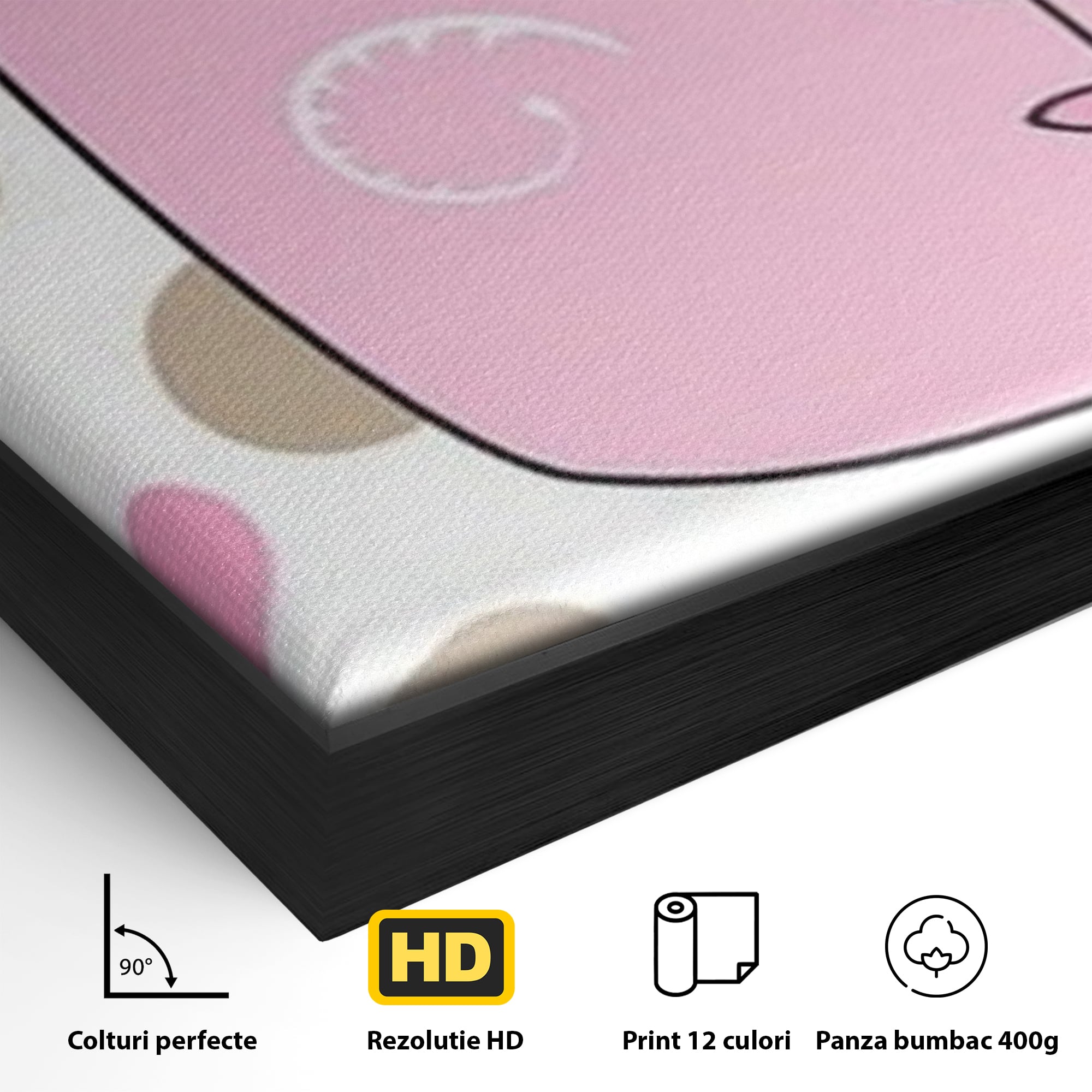 Tablou Canvas Premium, LuxCanva® K1031, Girafa si Puiul, Prietenie, Varf, Coada, Roz, Povesti, Zambete, Pastelat, Suflete, Joaca, Inocenta, Copil, Creativitate, Camera Copil, Dormitor