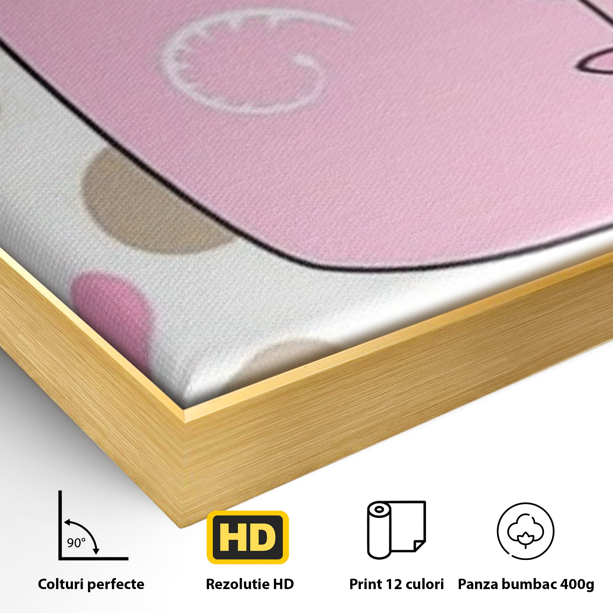 Tablou Canvas Premium, LuxCanva® K1031, Girafa si Puiul, Prietenie, Varf, Coada, Roz, Povesti, Zambete, Pastelat, Suflete, Joaca, Inocenta, Copil, Creativitate, Camera Copil, Dormitor