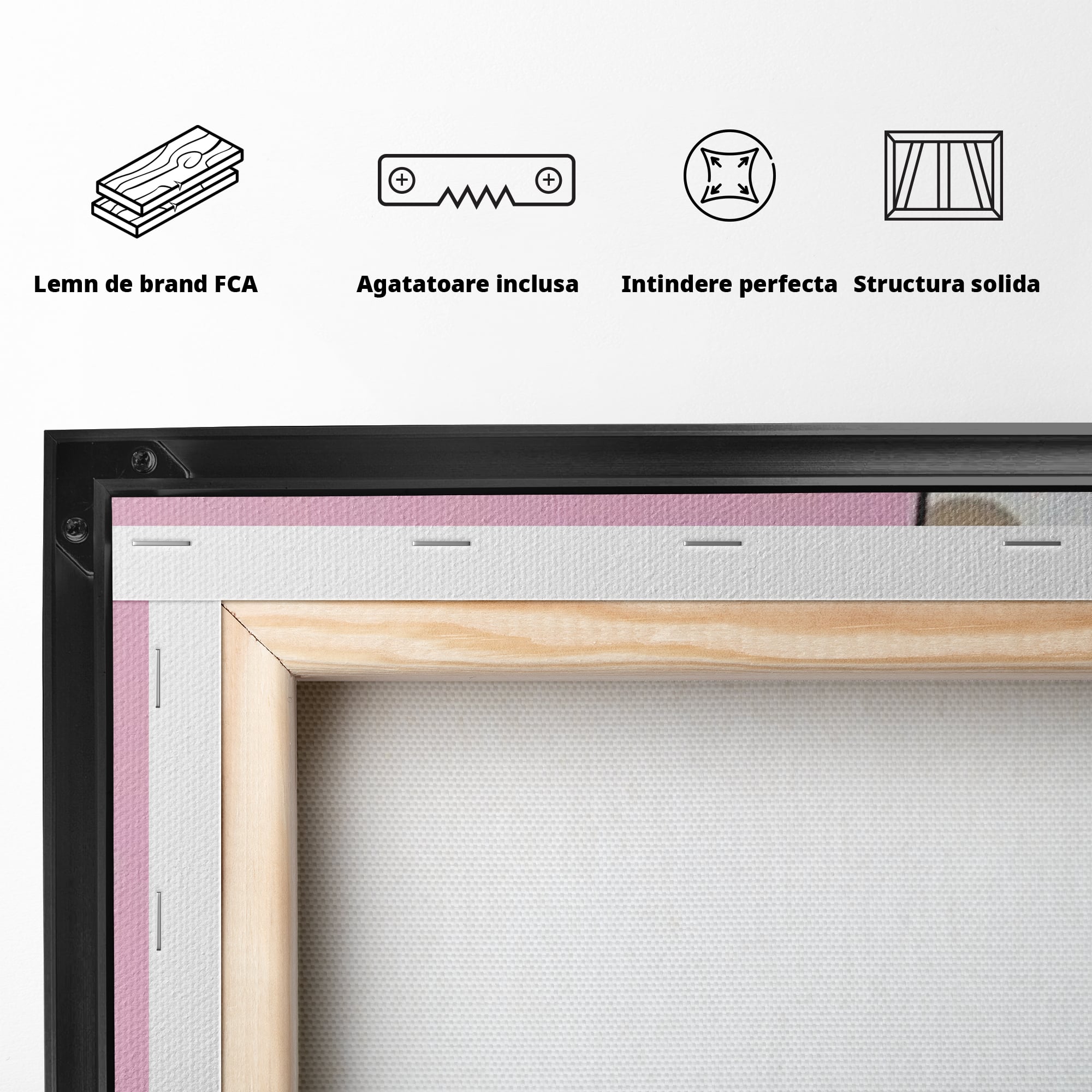 Tablou Canvas Premium, LuxCanva® K1031, Girafa si Puiul, Prietenie, Varf, Coada, Roz, Povesti, Zambete, Pastelat, Suflete, Joaca, Inocenta, Copil, Creativitate, Camera Copil, Dormitor