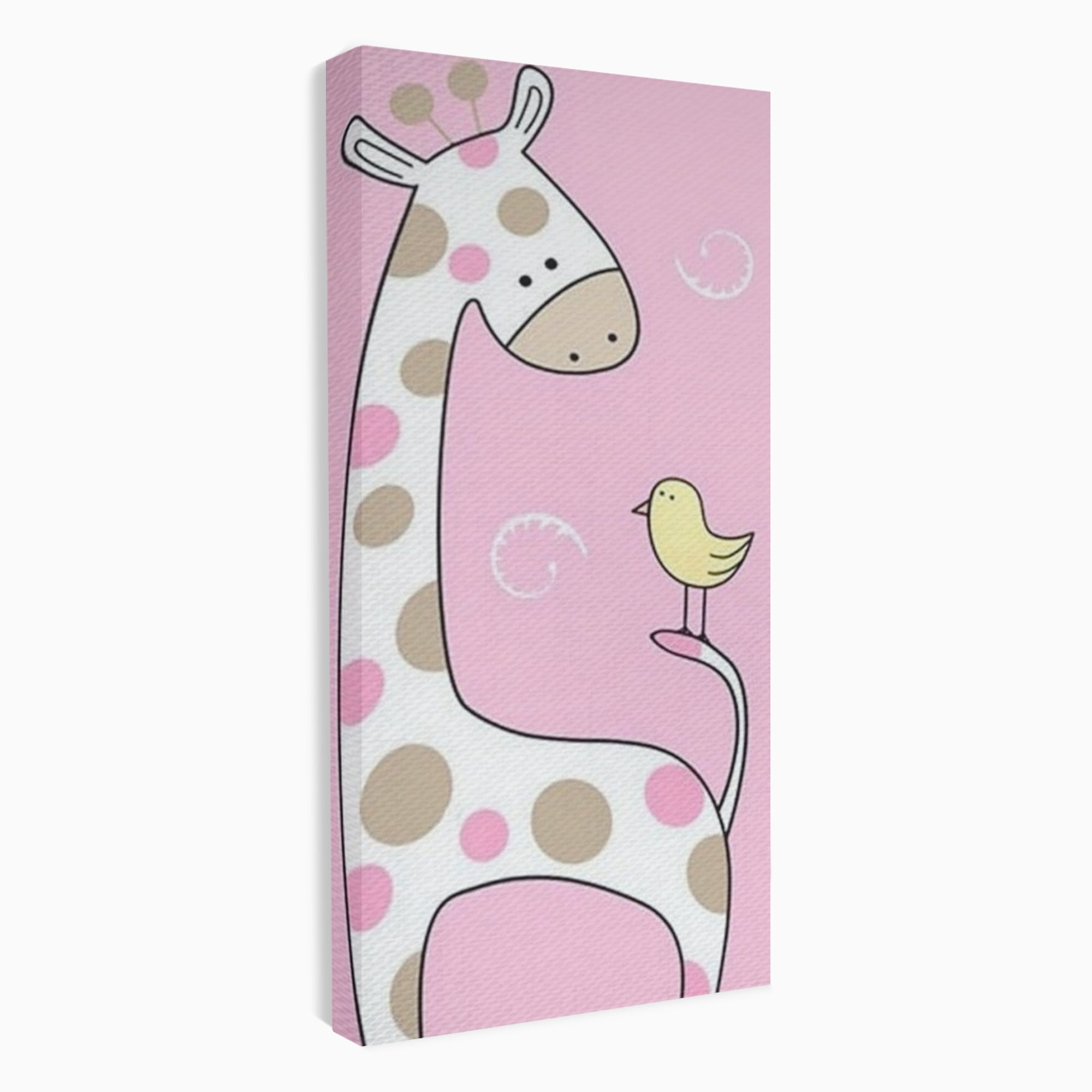 Tablou Canvas Premium, LuxCanva® K1031, Girafa si Puiul, Prietenie, Varf, Coada, Roz, Povesti, Zambete, Pastelat, Suflete, Joaca, Inocenta, Copil, Creativitate, Camera Copil, Dormitor