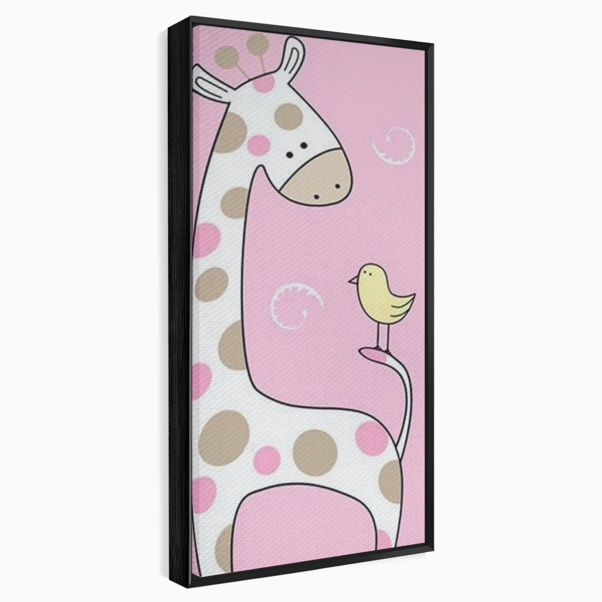 Tablou Canvas Premium, LuxCanva® K1031, Girafa si Puiul, Prietenie, Varf, Coada, Roz, Povesti, Zambete, Pastelat, Suflete, Joaca, Inocenta, Copil, Creativitate, Camera Copil, Dormitor