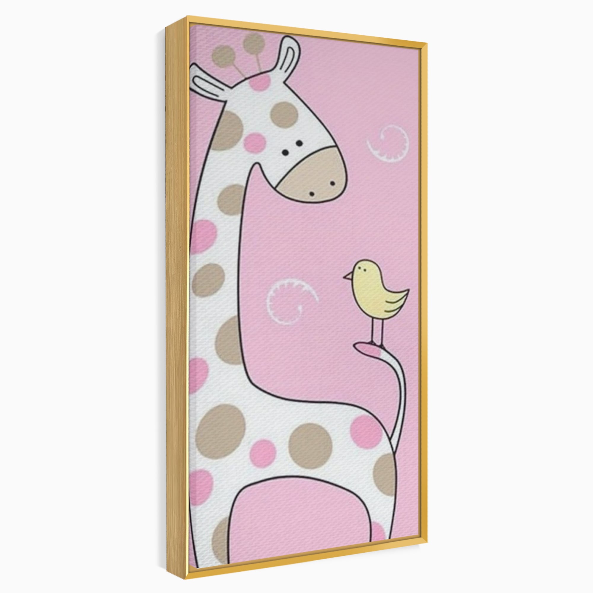 Tablou Canvas Premium, LuxCanva® K1031, Girafa si Puiul, Prietenie, Varf, Coada, Roz, Povesti, Zambete, Pastelat, Suflete, Joaca, Inocenta, Copil, Creativitate, Camera Copil, Dormitor