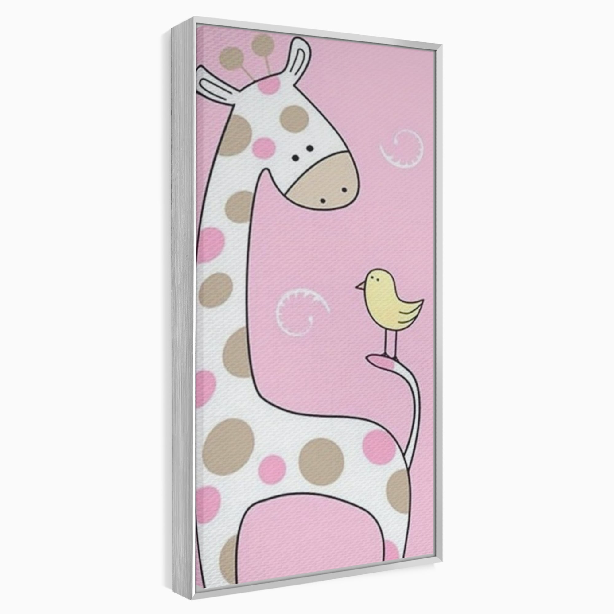 Tablou Canvas Premium, LuxCanva® K1031, Girafa si Puiul, Prietenie, Varf, Coada, Roz, Povesti, Zambete, Pastelat, Suflete, Joaca, Inocenta, Copil, Creativitate, Camera Copil, Dormitor