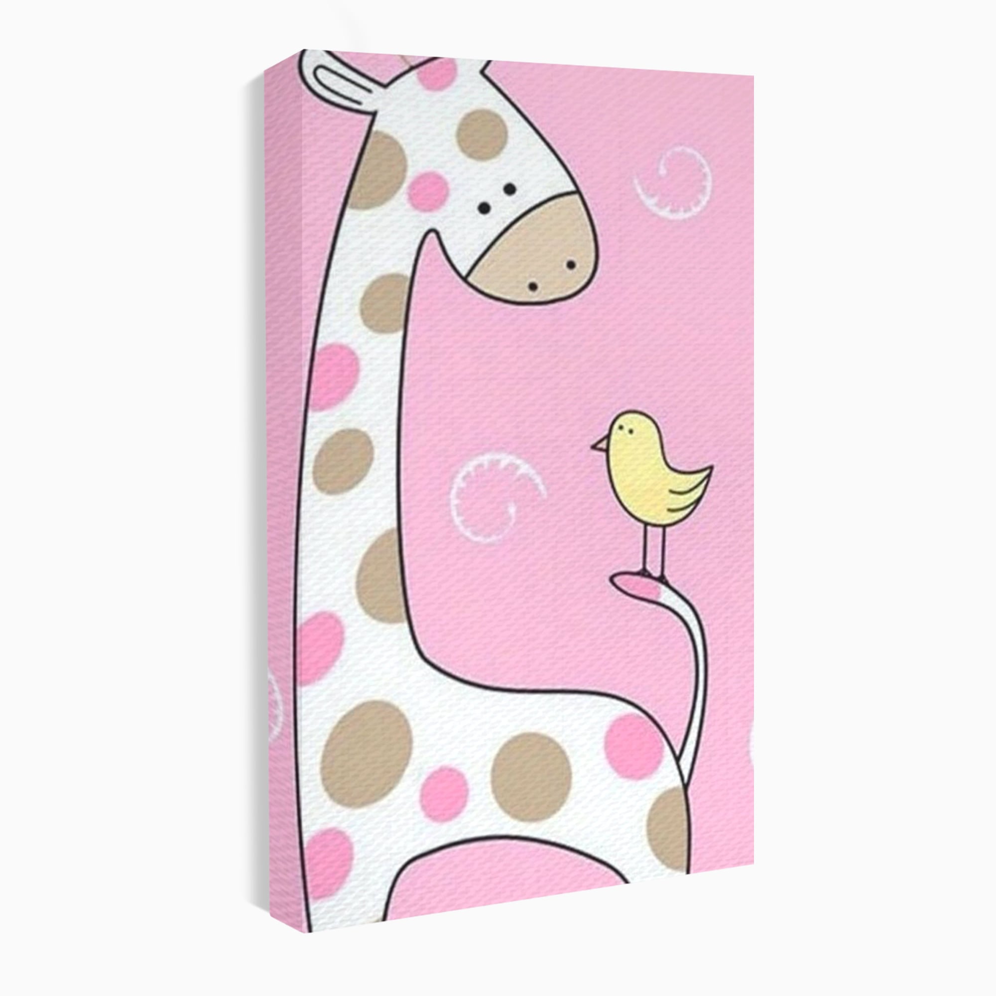 Tablou Canvas Premium, LuxCanva® K1031, Girafa si Puiul, Prietenie, Varf, Coada, Roz, Povesti, Zambete, Pastelat, Suflete, Joaca, Inocenta, Copil, Creativitate, Camera Copil, Dormitor