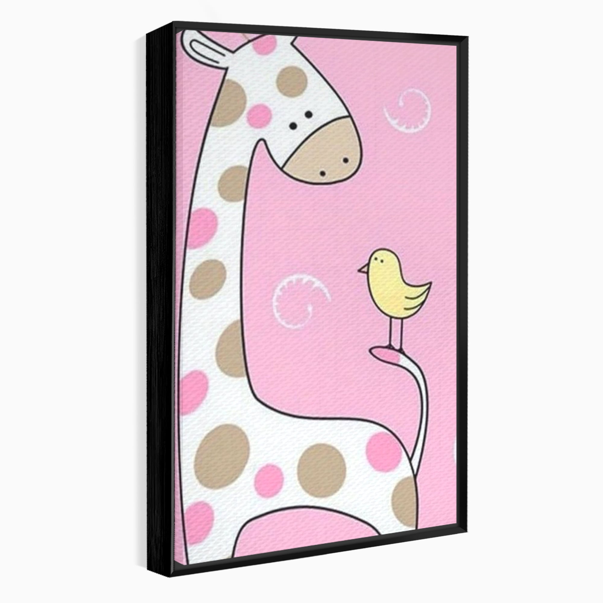 Tablou Canvas Premium, LuxCanva® K1031, Girafa si Puiul, Prietenie, Varf, Coada, Roz, Povesti, Zambete, Pastelat, Suflete, Joaca, Inocenta, Copil, Creativitate, Camera Copil, Dormitor