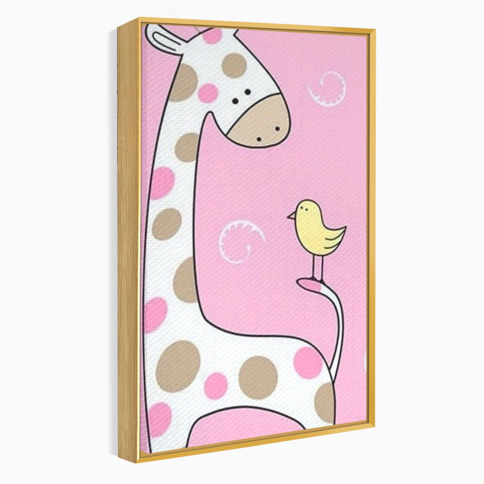 Tablou Canvas Premium, LuxCanva® K1031, Girafa si Puiul, Prietenie, Varf, Coada, Roz, Povesti, Zambete, Pastelat, Suflete, Joaca, Inocenta, Copil, Creativitate, Camera Copil, Dormitor