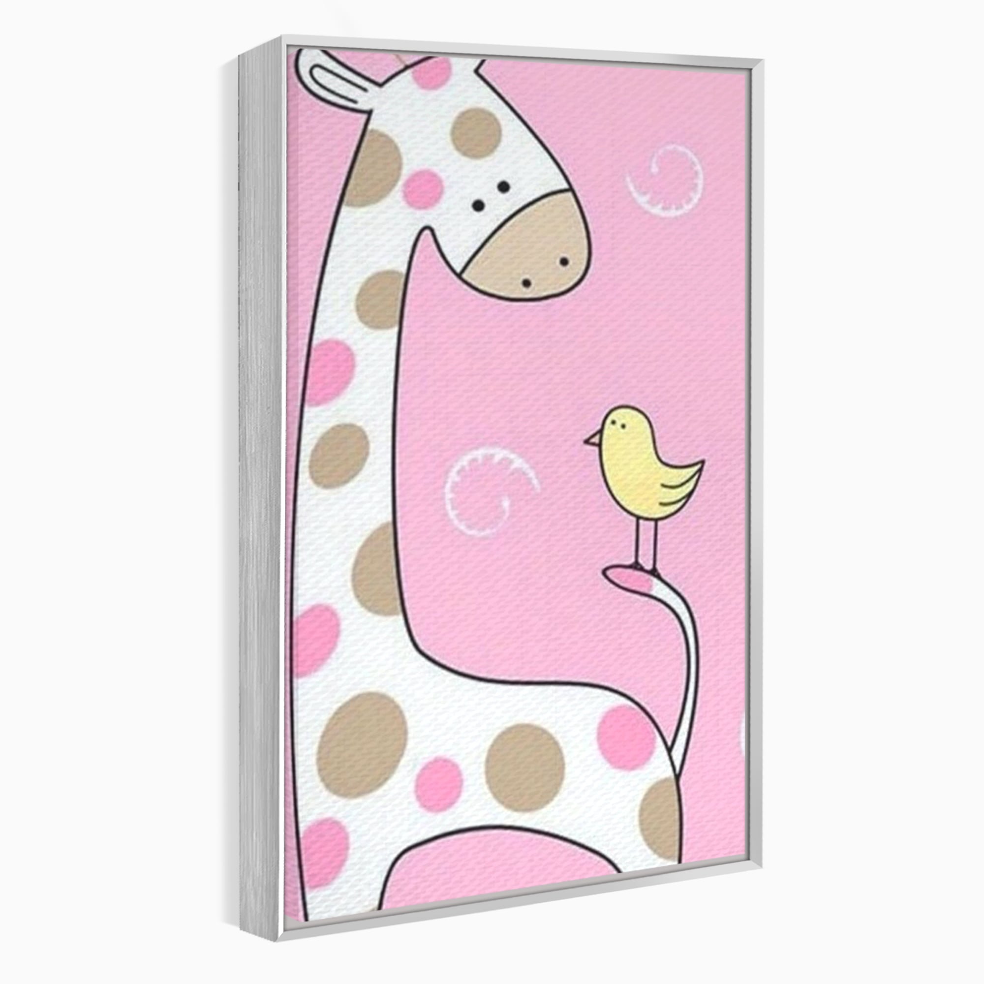 Tablou Canvas Premium, LuxCanva® K1031, Girafa si Puiul, Prietenie, Varf, Coada, Roz, Povesti, Zambete, Pastelat, Suflete, Joaca, Inocenta, Copil, Creativitate, Camera Copil, Dormitor