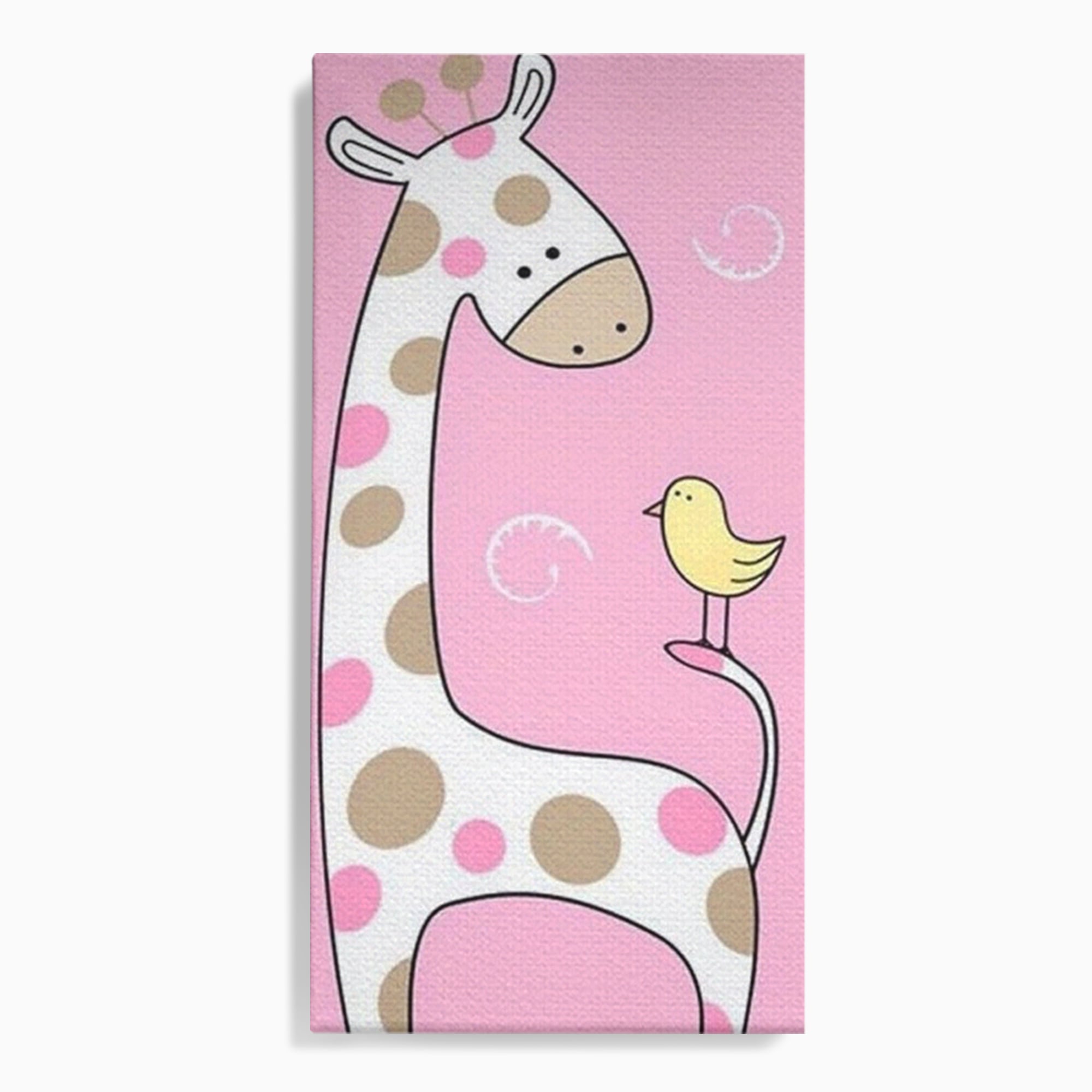 Tablou Canvas Premium, LuxCanva® K1031, Girafa si Puiul, Prietenie, Varf, Coada, Roz, Povesti, Zambete, Pastelat, Suflete, Joaca, Inocenta, Copil, Creativitate, Camera Copil, Dormitor