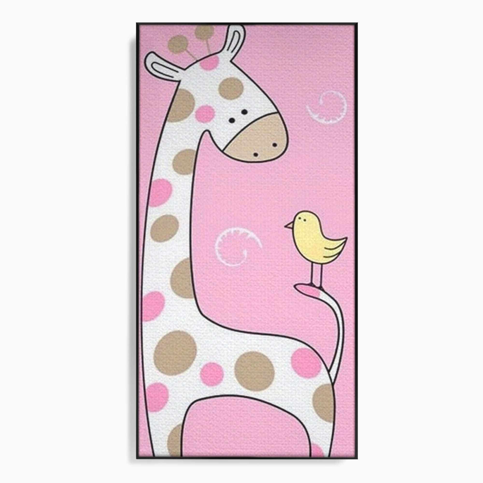 Tablou Canvas Premium, LuxCanva® K1031, Girafa si Puiul, Prietenie, Varf, Coada, Roz, Povesti, Zambete, Pastelat, Suflete, Joaca, Inocenta, Copil, Creativitate, Camera Copil, Dormitor
