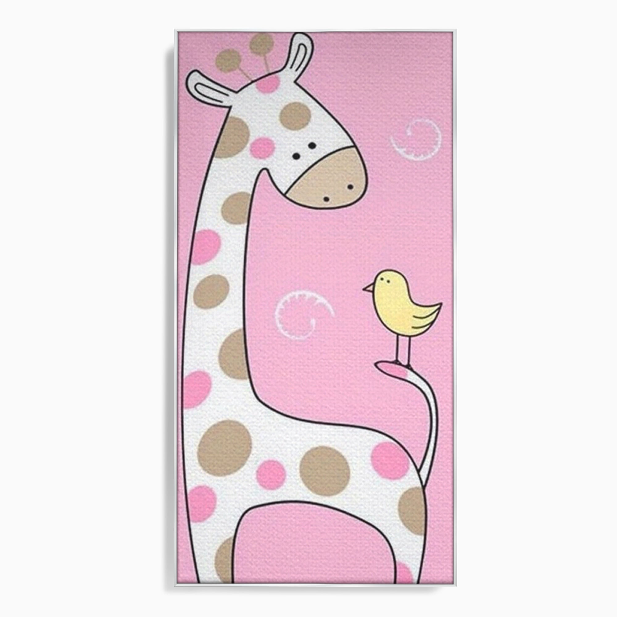 Tablou Canvas Premium, LuxCanva® K1031, Girafa si Puiul, Prietenie, Varf, Coada, Roz, Povesti, Zambete, Pastelat, Suflete, Joaca, Inocenta, Copil, Creativitate, Camera Copil, Dormitor