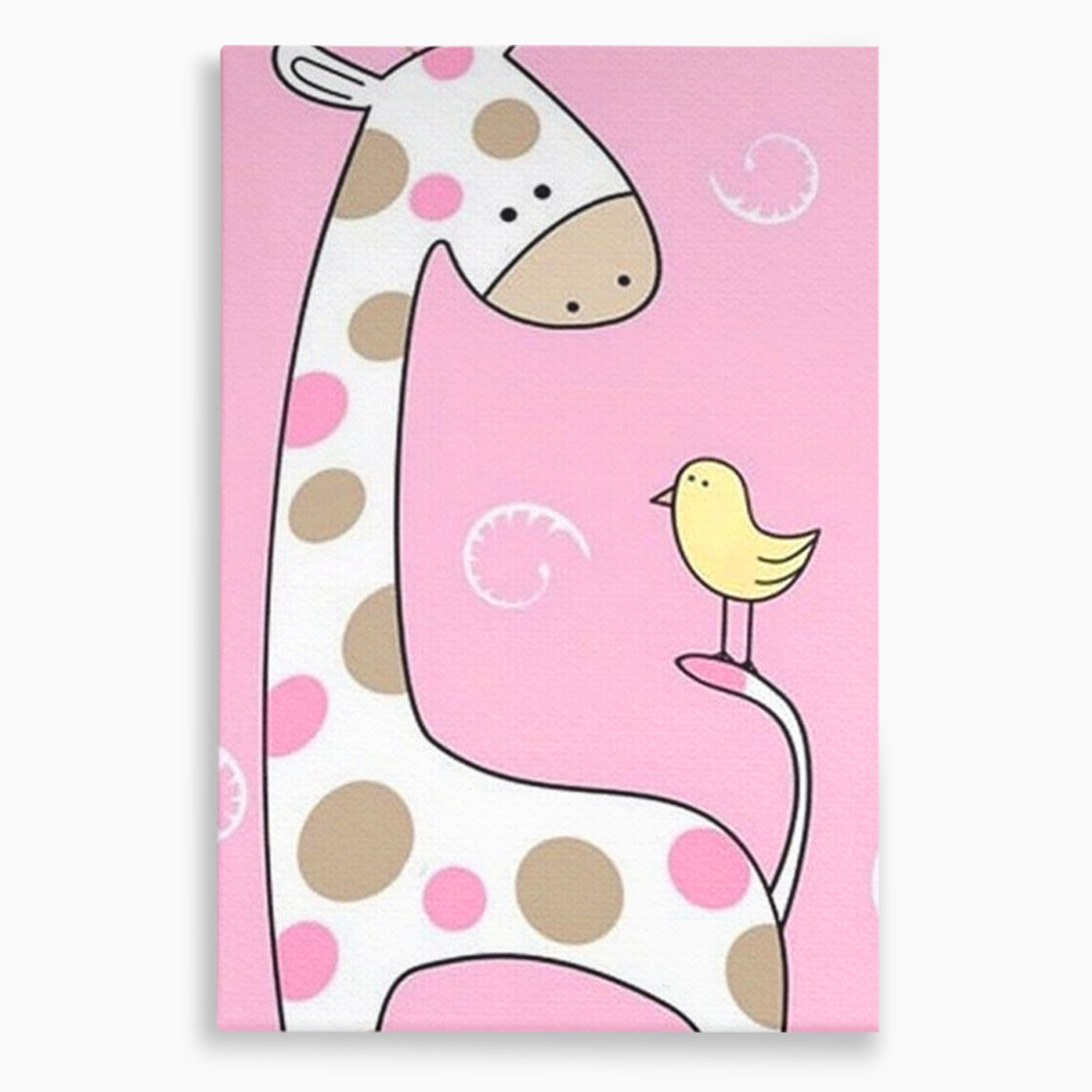 Tablou Canvas Premium, LuxCanva® K1031, Girafa si Puiul, Prietenie, Varf, Coada, Roz, Povesti, Zambete, Pastelat, Suflete, Joaca, Inocenta, Copil, Creativitate, Camera Copil, Dormitor