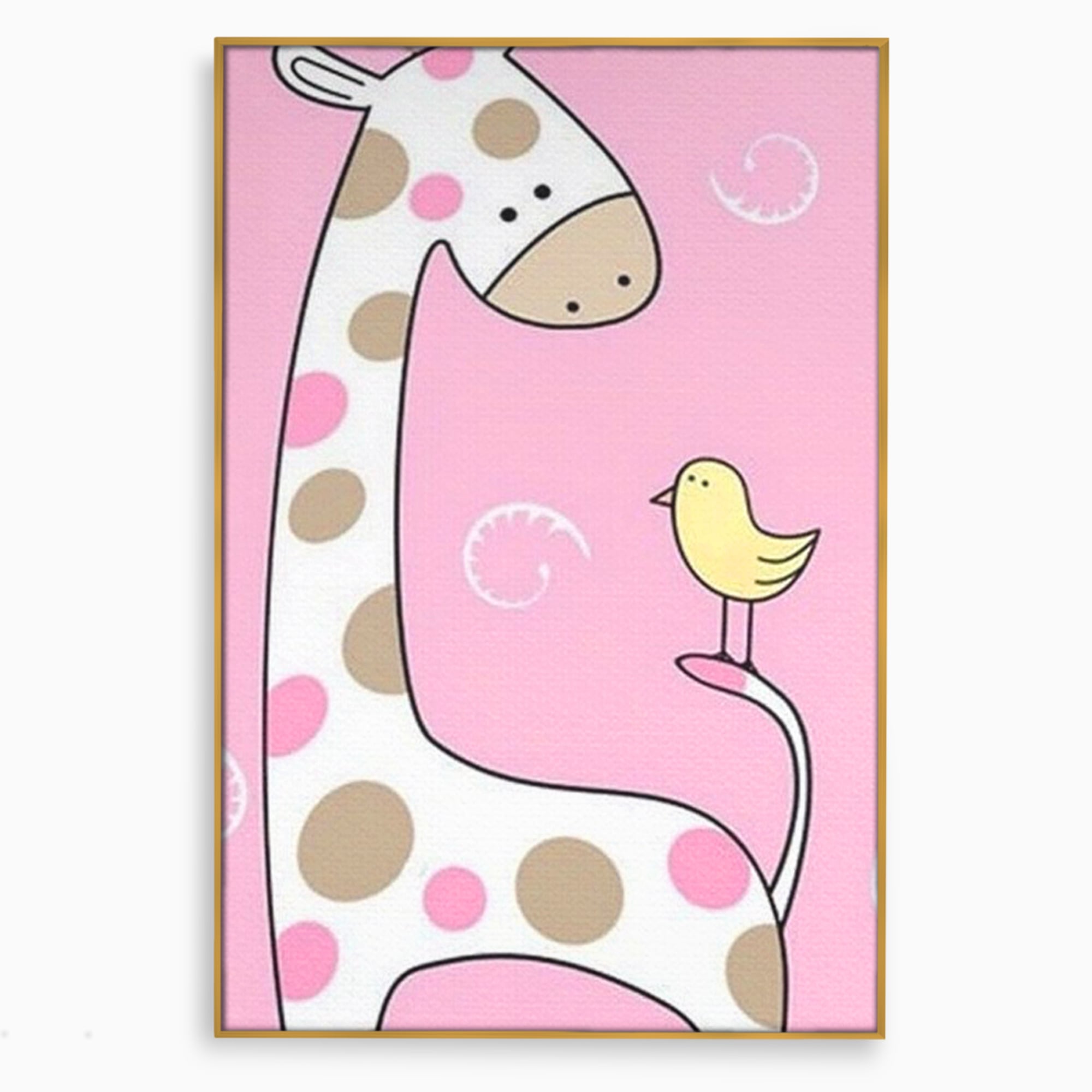 Tablou Canvas Premium, LuxCanva® K1031, Girafa si Puiul, Prietenie, Varf, Coada, Roz, Povesti, Zambete, Pastelat, Suflete, Joaca, Inocenta, Copil, Creativitate, Camera Copil, Dormitor