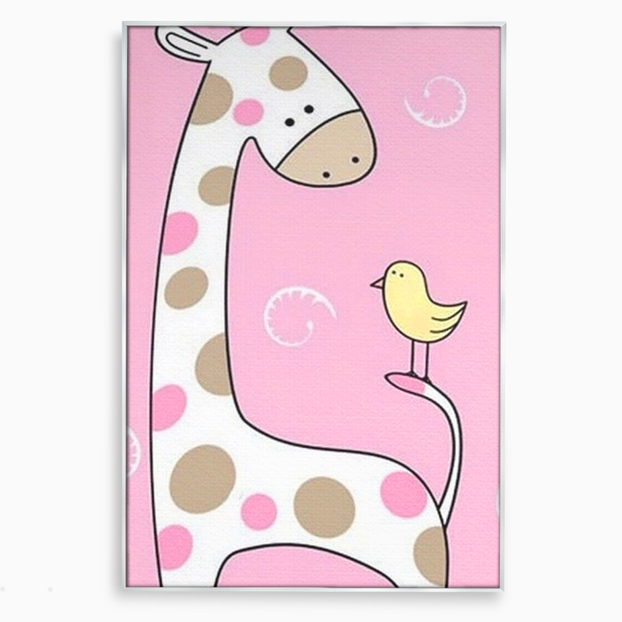 Tablou Canvas Premium, LuxCanva® K1031, Girafa si Puiul, Prietenie, Varf, Coada, Roz, Povesti, Zambete, Pastelat, Suflete, Joaca, Inocenta, Copil, Creativitate, Camera Copil, Dormitor
