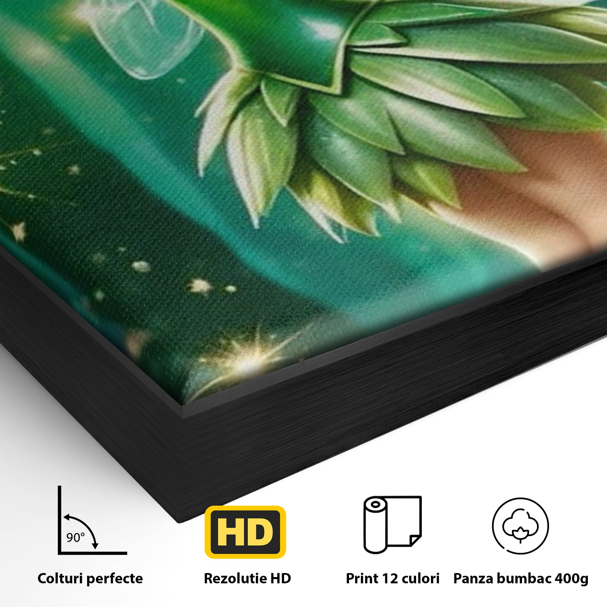 Tablou Canvas Premium, LuxCanva® K1032, Zana Smaraldului Fermecat, Tinker Bell, Personaj, Desene, Walt, Disney, Magie, Sclipire, Verde, Aripi, Taram, Basm, Camera Copil, Dormitor