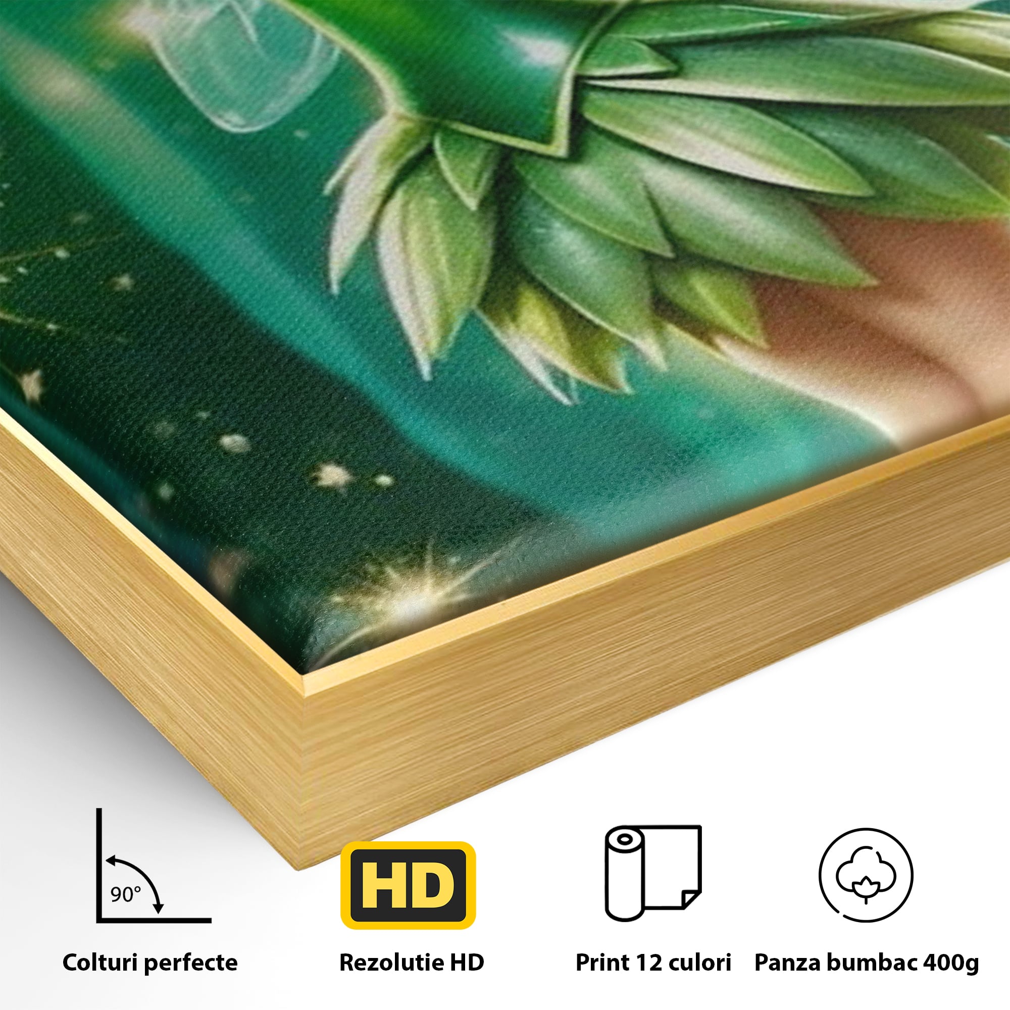 Tablou Canvas Premium, LuxCanva® K1032, Zana Smaraldului Fermecat, Tinker Bell, Personaj, Desene, Walt, Disney, Magie, Sclipire, Verde, Aripi, Taram, Basm, Camera Copil, Dormitor