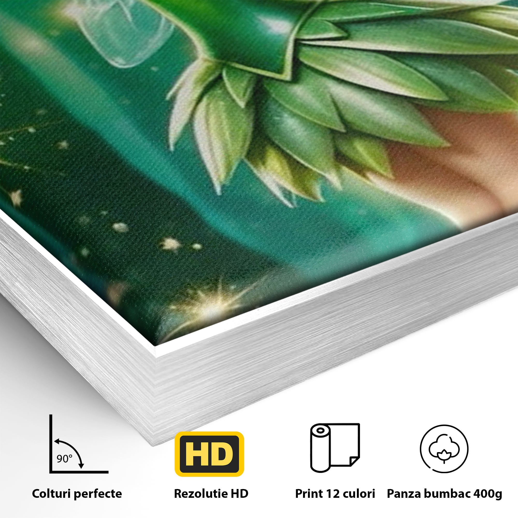 Tablou Canvas Premium, LuxCanva® K1032, Zana Smaraldului Fermecat, Tinker Bell, Personaj, Desene, Walt, Disney, Magie, Sclipire, Verde, Aripi, Taram, Basm, Camera Copil, Dormitor