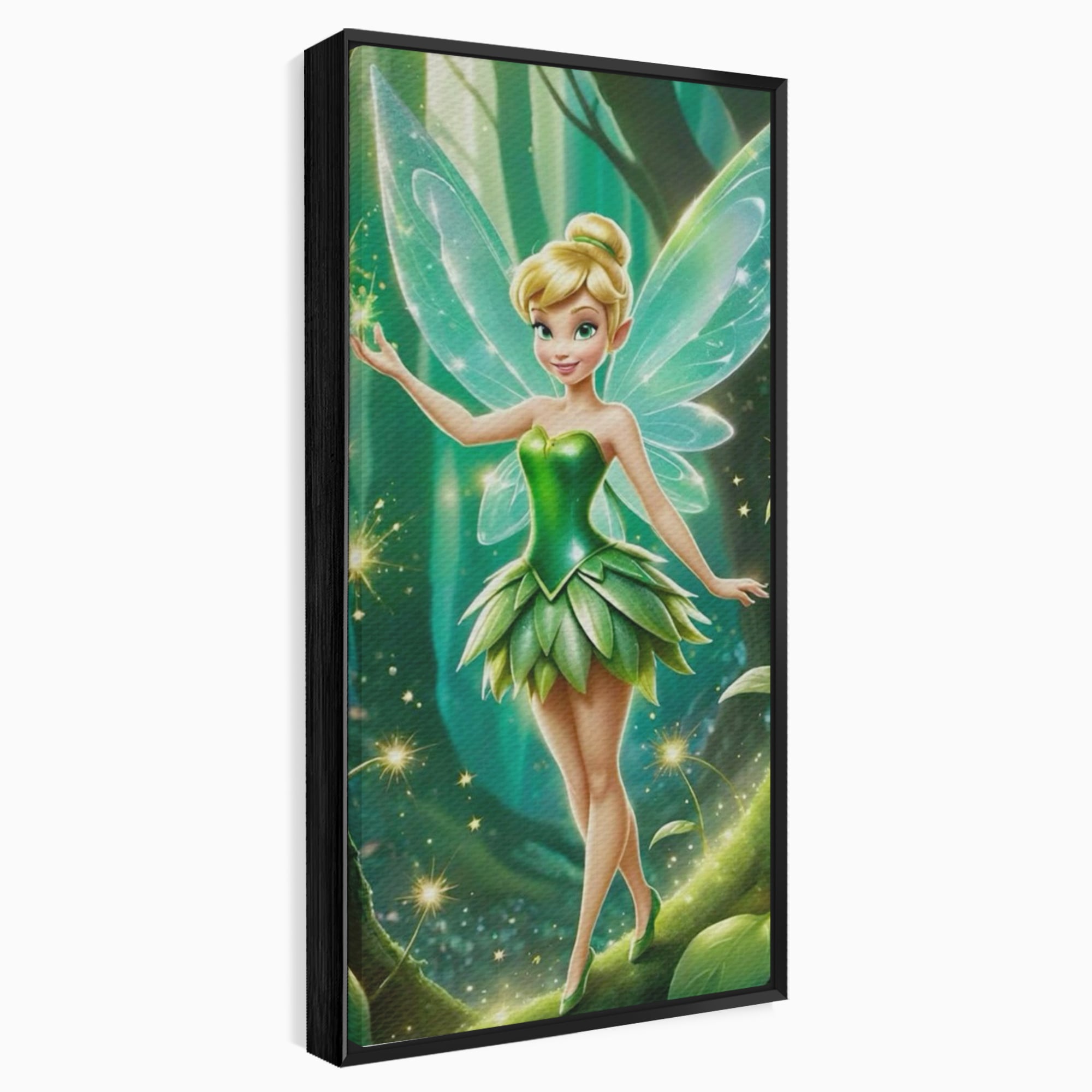 Tablou Canvas Premium, LuxCanva® K1032, Zana Smaraldului Fermecat, Tinker Bell, Personaj, Desene, Walt, Disney, Magie, Sclipire, Verde, Aripi, Taram, Basm, Camera Copil, Dormitor
