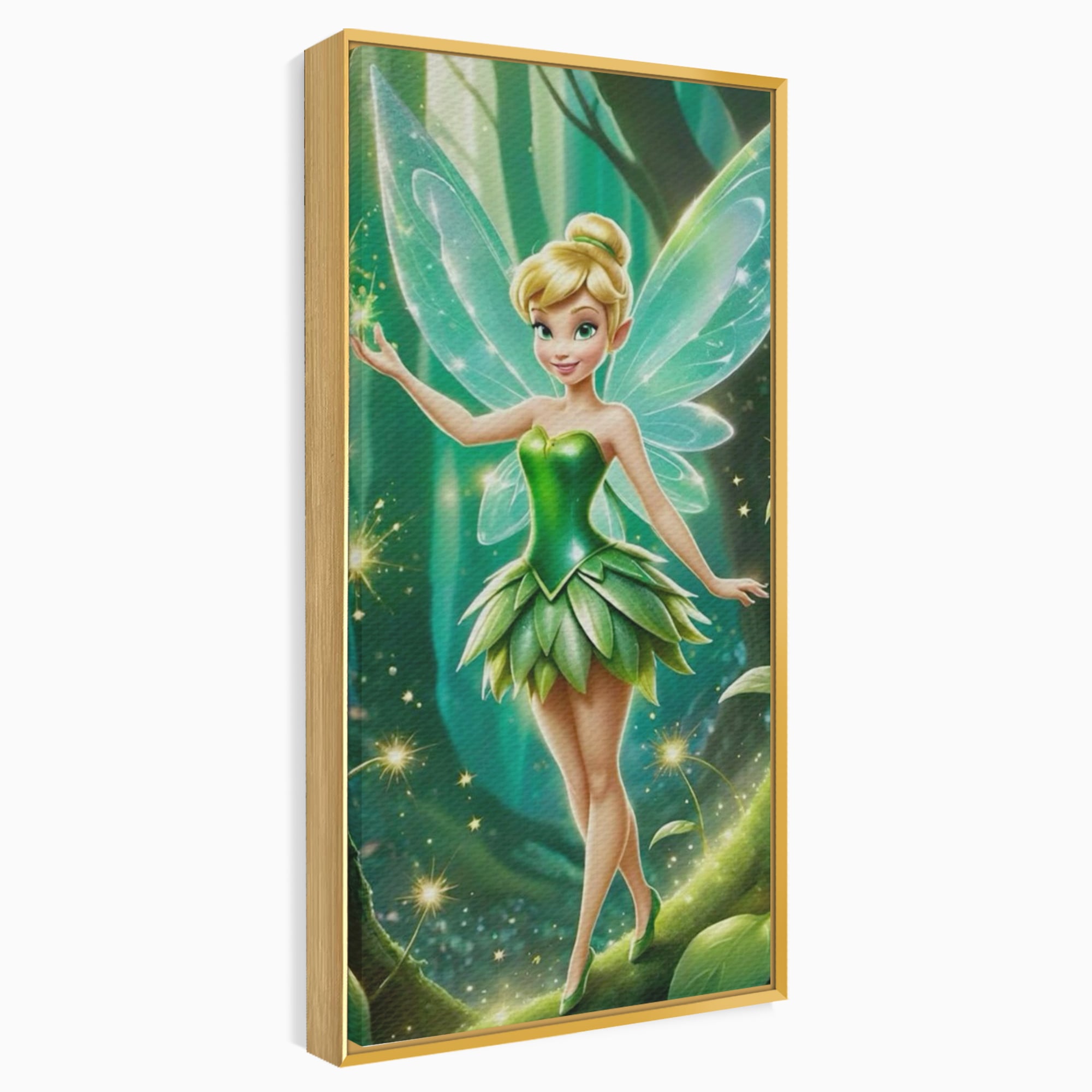 Tablou Canvas Premium, LuxCanva® K1032, Zana Smaraldului Fermecat, Tinker Bell, Personaj, Desene, Walt, Disney, Magie, Sclipire, Verde, Aripi, Taram, Basm, Camera Copil, Dormitor
