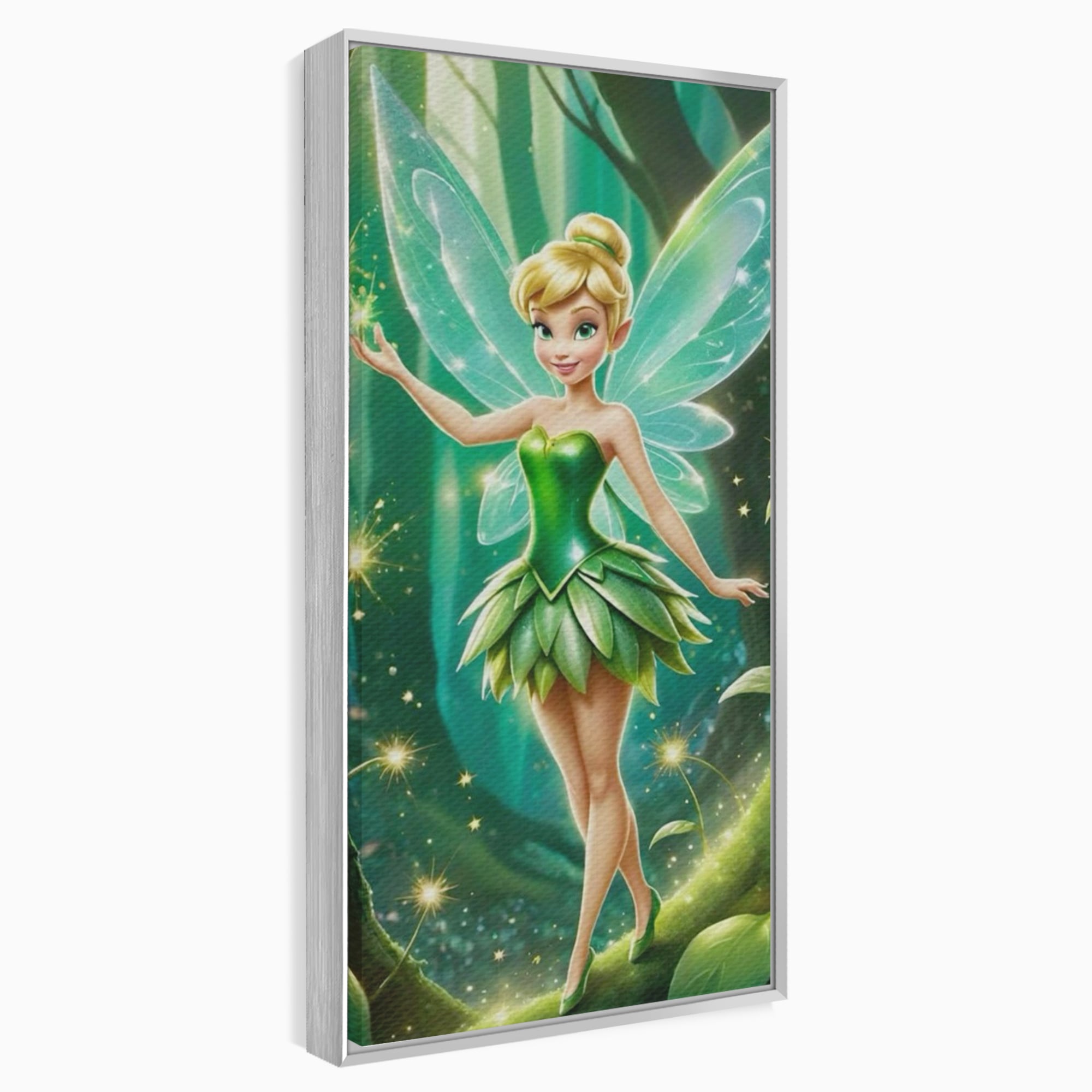 Tablou Canvas Premium, LuxCanva® K1032, Zana Smaraldului Fermecat, Tinker Bell, Personaj, Desene, Walt, Disney, Magie, Sclipire, Verde, Aripi, Taram, Basm, Camera Copil, Dormitor