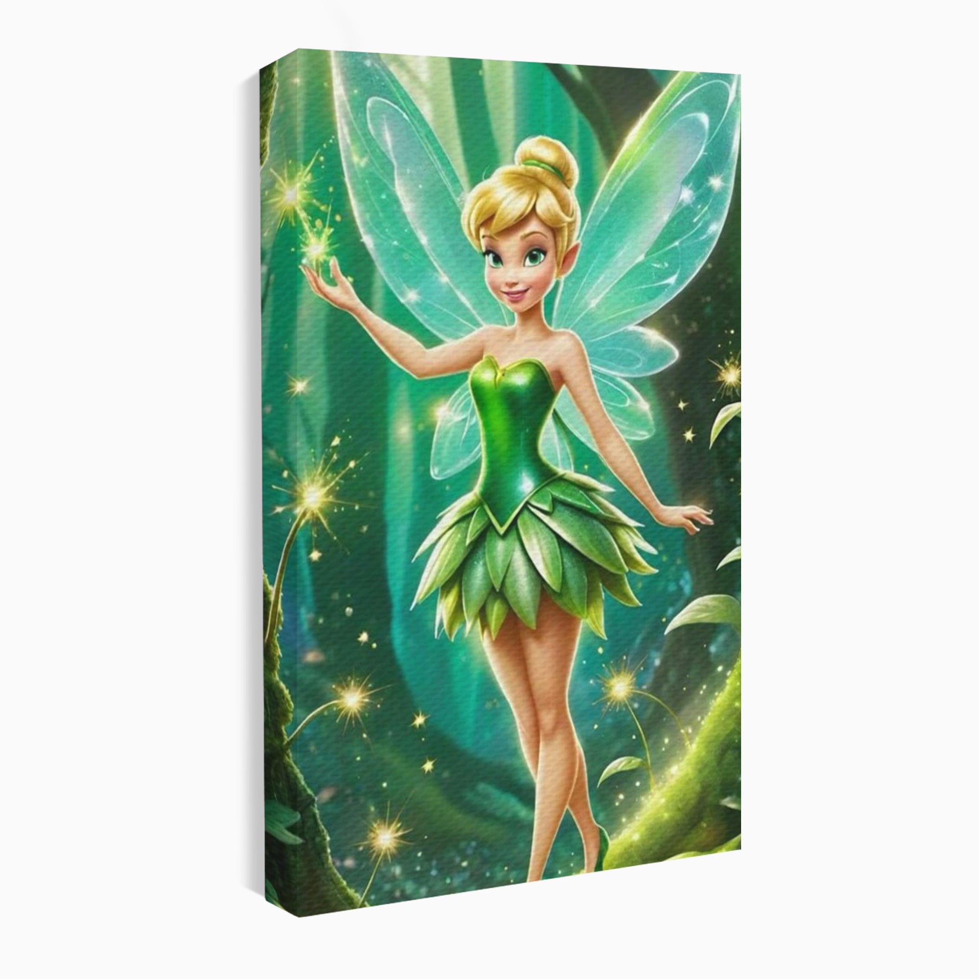 Tablou Canvas Premium, LuxCanva® K1032, Zana Smaraldului Fermecat, Tinker Bell, Personaj, Desene, Walt, Disney, Magie, Sclipire, Verde, Aripi, Taram, Basm, Camera Copil, Dormitor