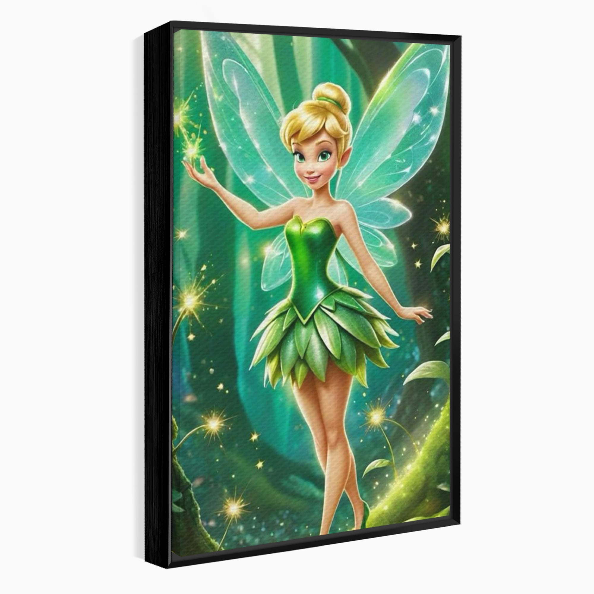 Tablou Canvas Premium, LuxCanva® K1032, Zana Smaraldului Fermecat, Tinker Bell, Personaj, Desene, Walt, Disney, Magie, Sclipire, Verde, Aripi, Taram, Basm, Camera Copil, Dormitor