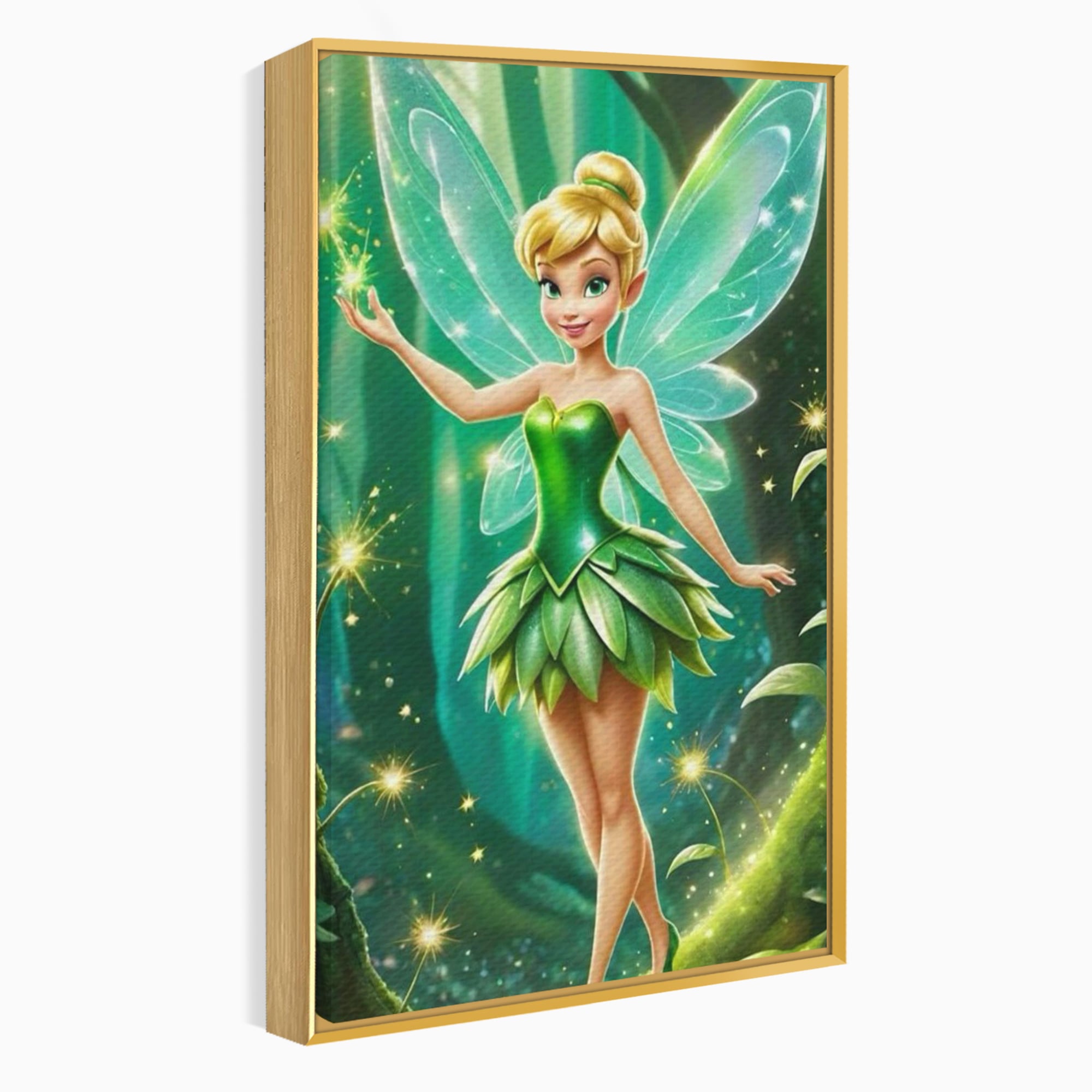 Tablou Canvas Premium, LuxCanva® K1032, Zana Smaraldului Fermecat, Tinker Bell, Personaj, Desene, Walt, Disney, Magie, Sclipire, Verde, Aripi, Taram, Basm, Camera Copil, Dormitor