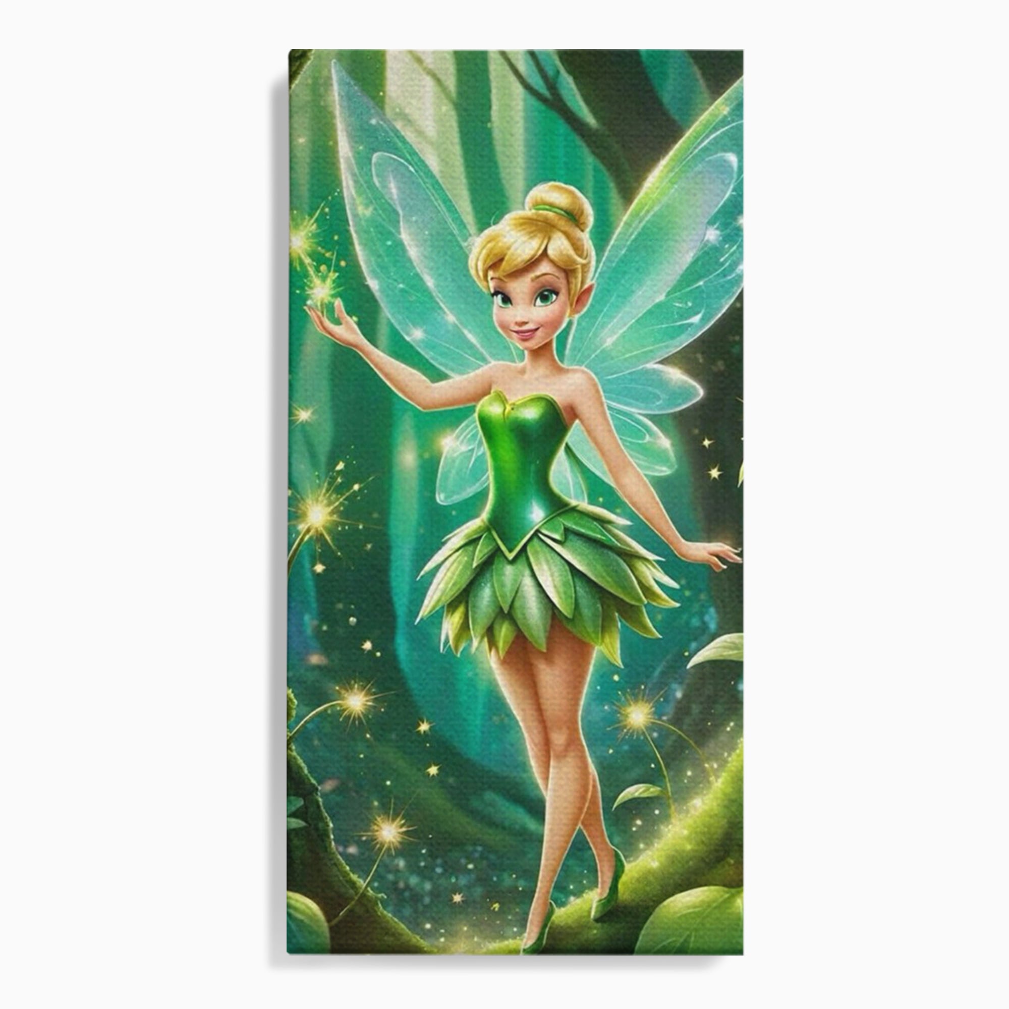 Tablou Canvas Premium, LuxCanva® K1032, Zana Smaraldului Fermecat, Tinker Bell, Personaj, Desene, Walt, Disney, Magie, Sclipire, Verde, Aripi, Taram, Basm, Camera Copil, Dormitor