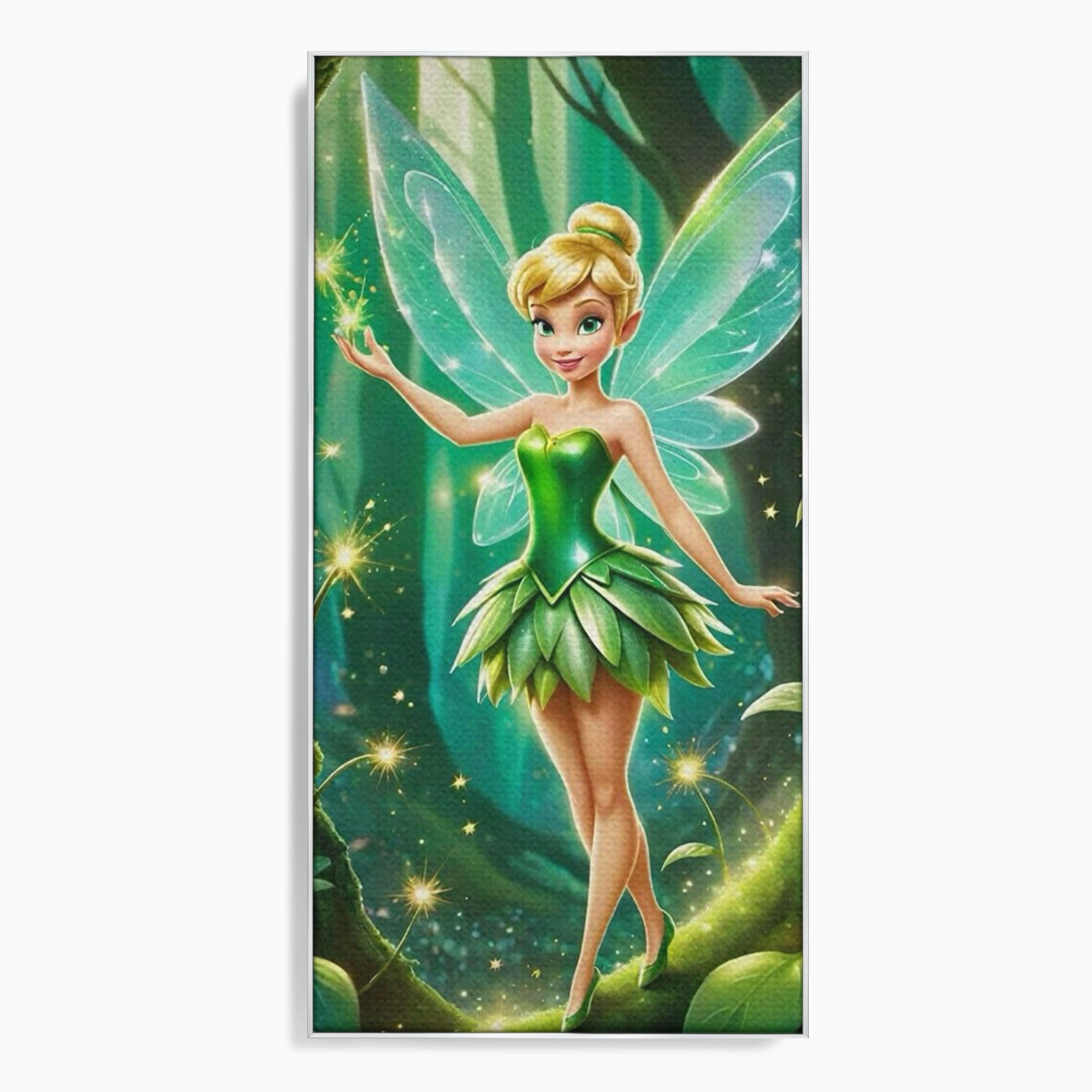 Tablou Canvas Premium, LuxCanva® K1032, Zana Smaraldului Fermecat, Tinker Bell, Personaj, Desene, Walt, Disney, Magie, Sclipire, Verde, Aripi, Taram, Basm, Camera Copil, Dormitor