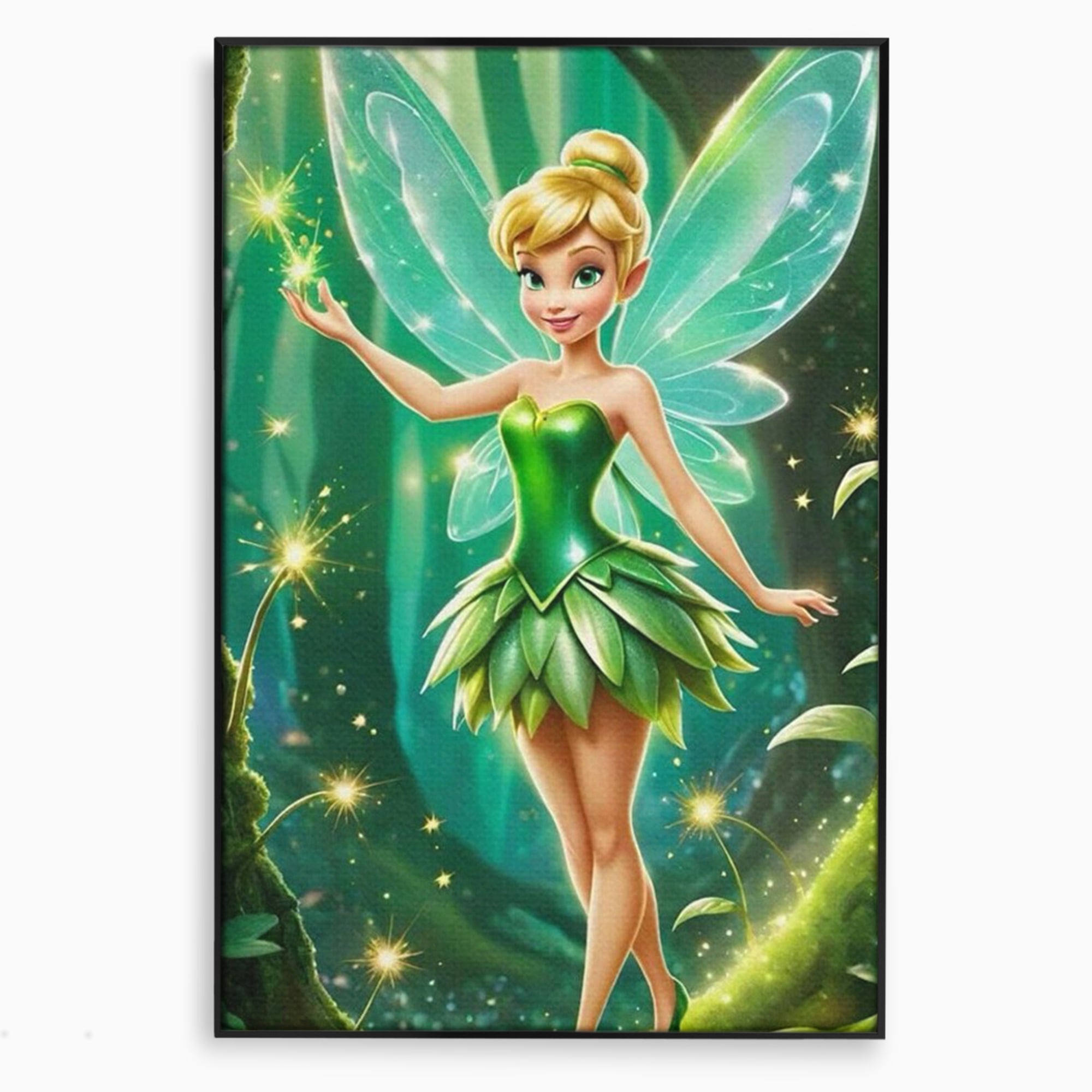 Tablou Canvas Premium, LuxCanva® K1032, Zana Smaraldului Fermecat, Tinker Bell, Personaj, Desene, Walt, Disney, Magie, Sclipire, Verde, Aripi, Taram, Basm, Camera Copil, Dormitor