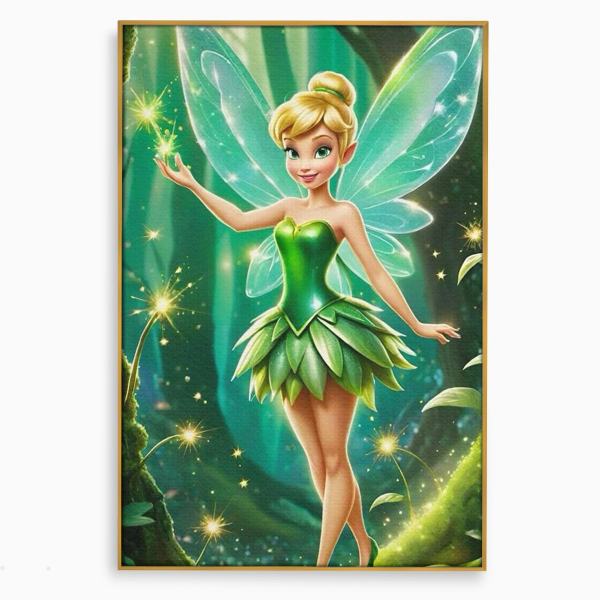 Tablou Canvas Premium, LuxCanva® K1032, Zana Smaraldului Fermecat, Tinker Bell, Personaj, Desene, Walt, Disney, Magie, Sclipire, Verde, Aripi, Taram, Basm, Camera Copil, Dormitor