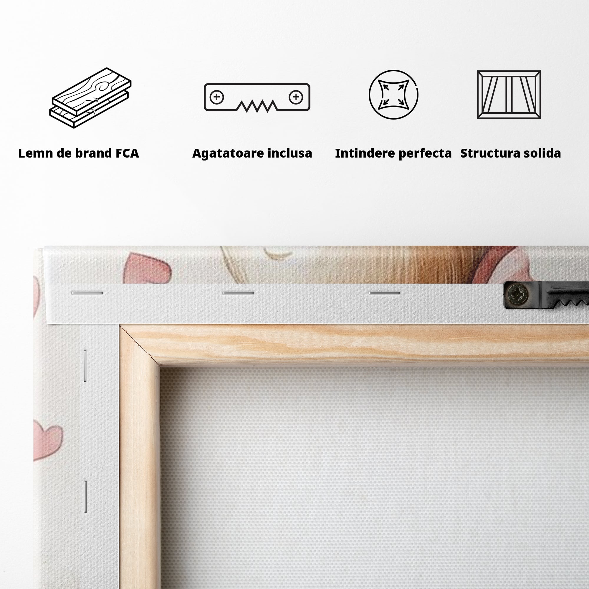 Tablou Canvas Premium, LuxCanva® K1033, Iepurasul Balerina, Gingasie, Rochita, Fundita, Roz, Printesa, Inimioare, Zambet, Tutu, Urechi, Privire, Copilaresc, Jucausa, Camera Copil, Dormitor
