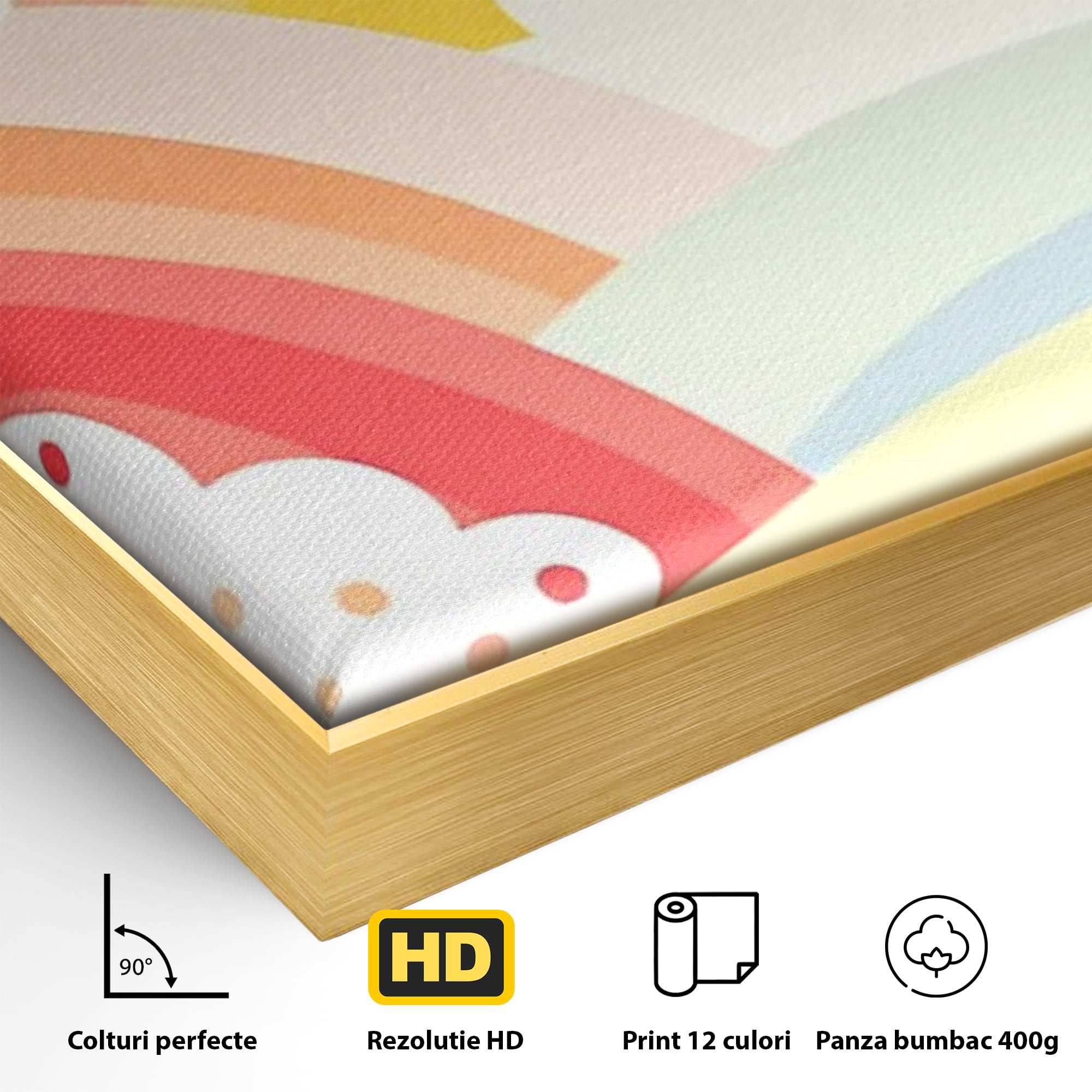 Leinwand Wandkunst Canvas Premium, LuxCanva® K1034, Himmel Lächeln, Pastell, Regenbogen, Wolken, Wolken, Wolken, Energie, Weichheit, Atmosphäre, Kindheit, Himmel, Geschichte, Optimismus, Glück, Kinderzimmer, Schlafzimmer