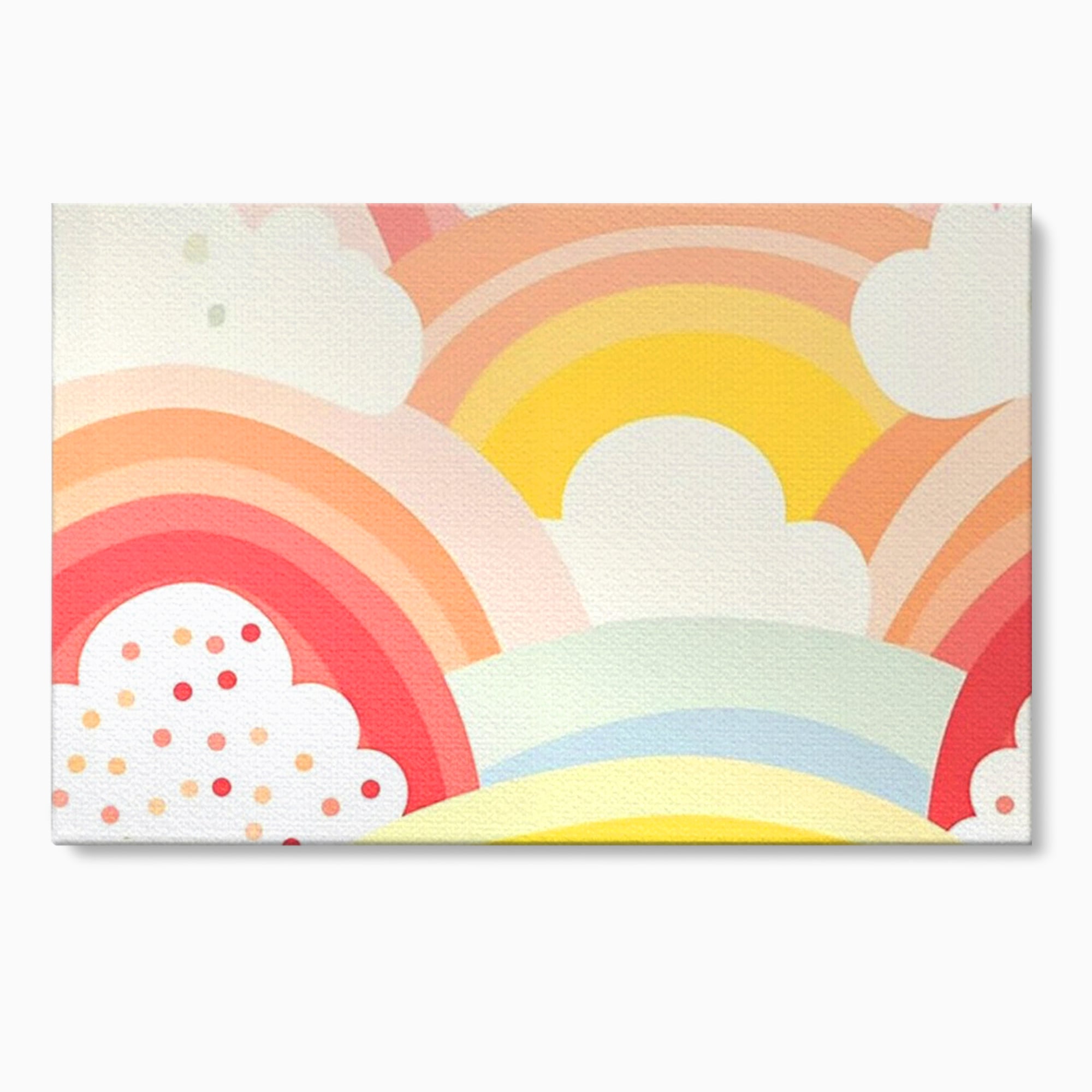 Leinwand Wandkunst Canvas Premium, LuxCanva® K1034, Himmel Lächeln, Pastell, Regenbogen, Wolken, Wolken, Wolken, Energie, Weichheit, Atmosphäre, Kindheit, Himmel, Geschichte, Optimismus, Glück, Kinderzimmer, Schlafzimmer