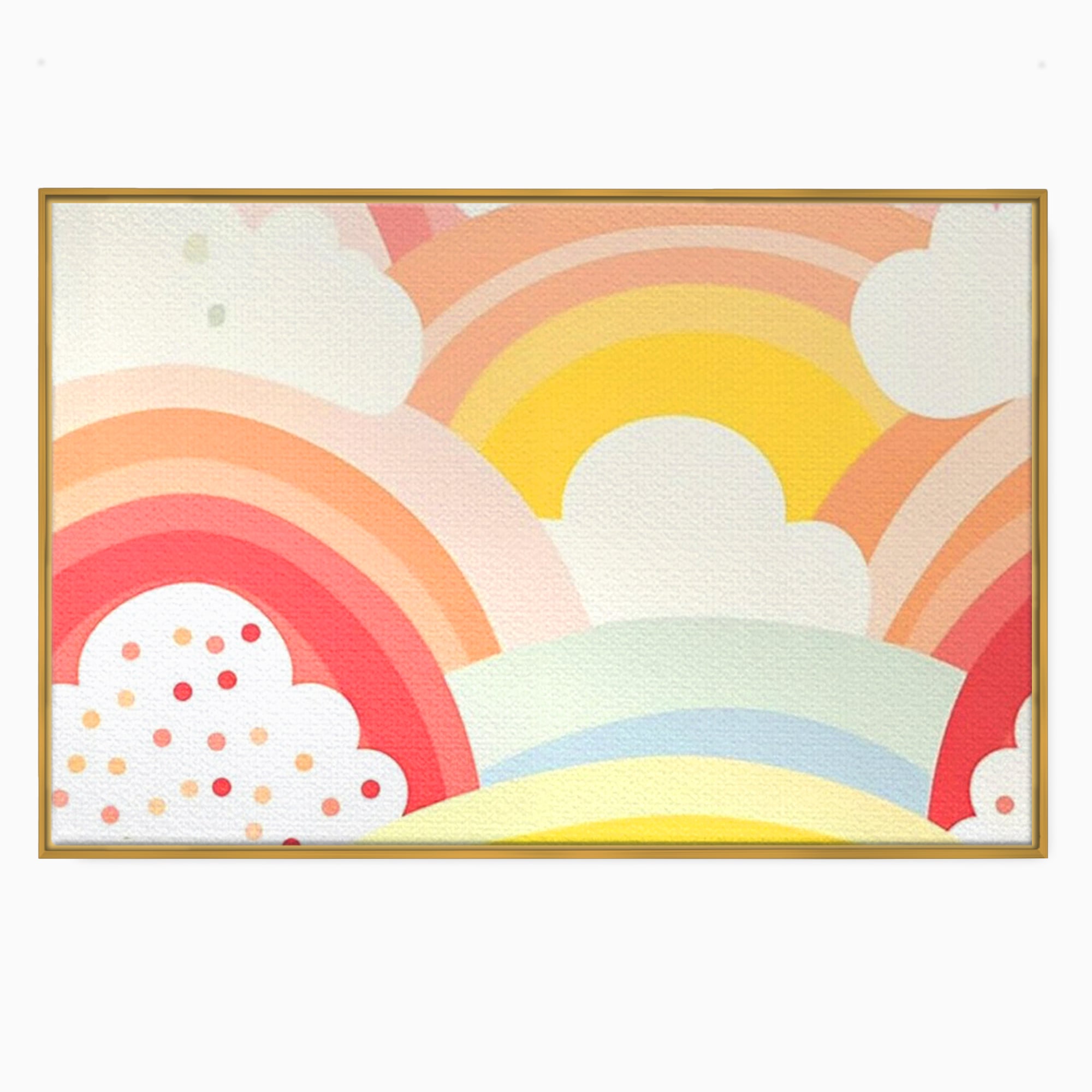 Leinwand Wandkunst Canvas Premium, LuxCanva® K1034, Himmel Lächeln, Pastell, Regenbogen, Wolken, Wolken, Wolken, Energie, Weichheit, Atmosphäre, Kindheit, Himmel, Geschichte, Optimismus, Glück, Kinderzimmer, Schlafzimmer